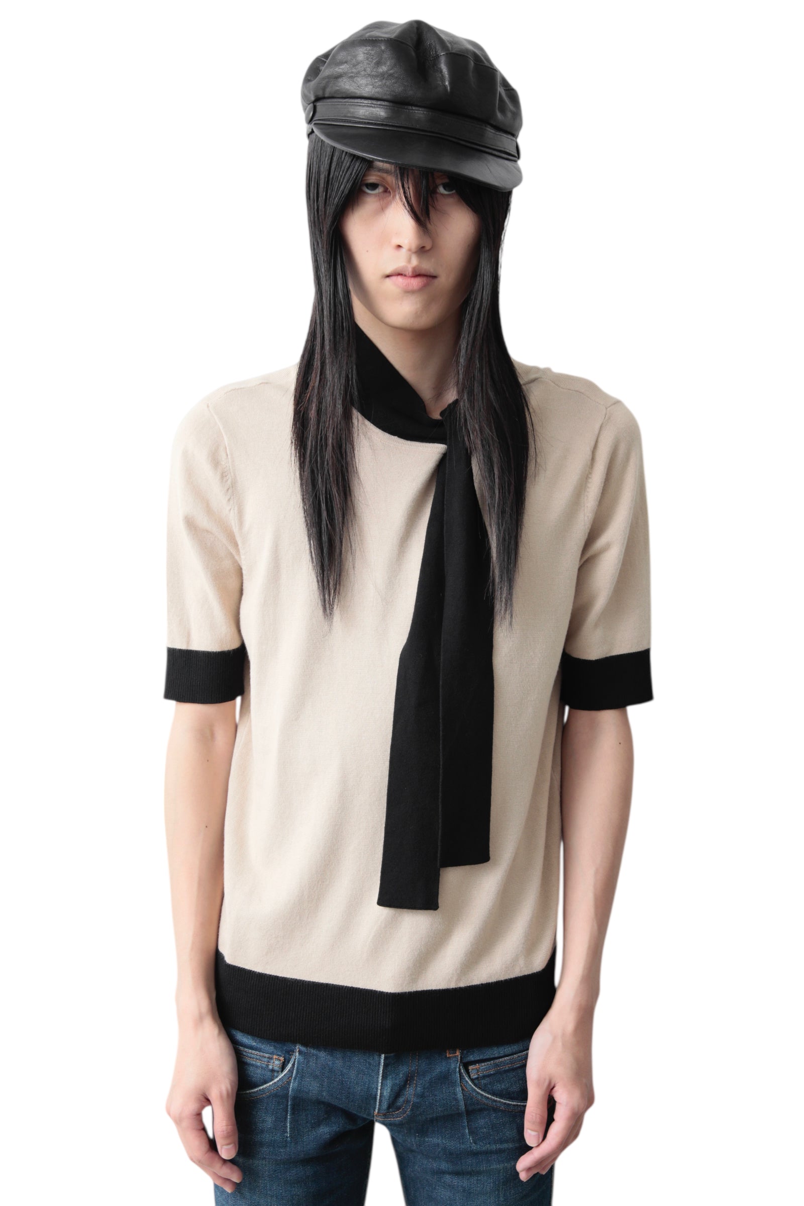 RIBBON COLLAR SHORT SLEEVE POLO