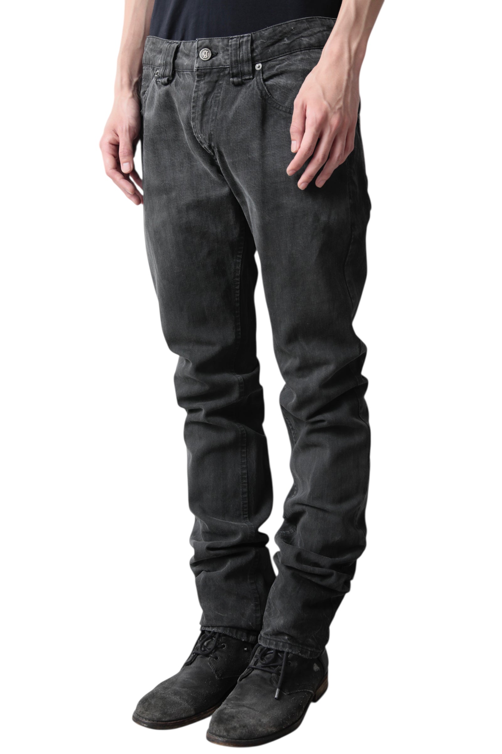JOHN GALLIANO BACK PAINTED STRAIGHT DENIM PANTS