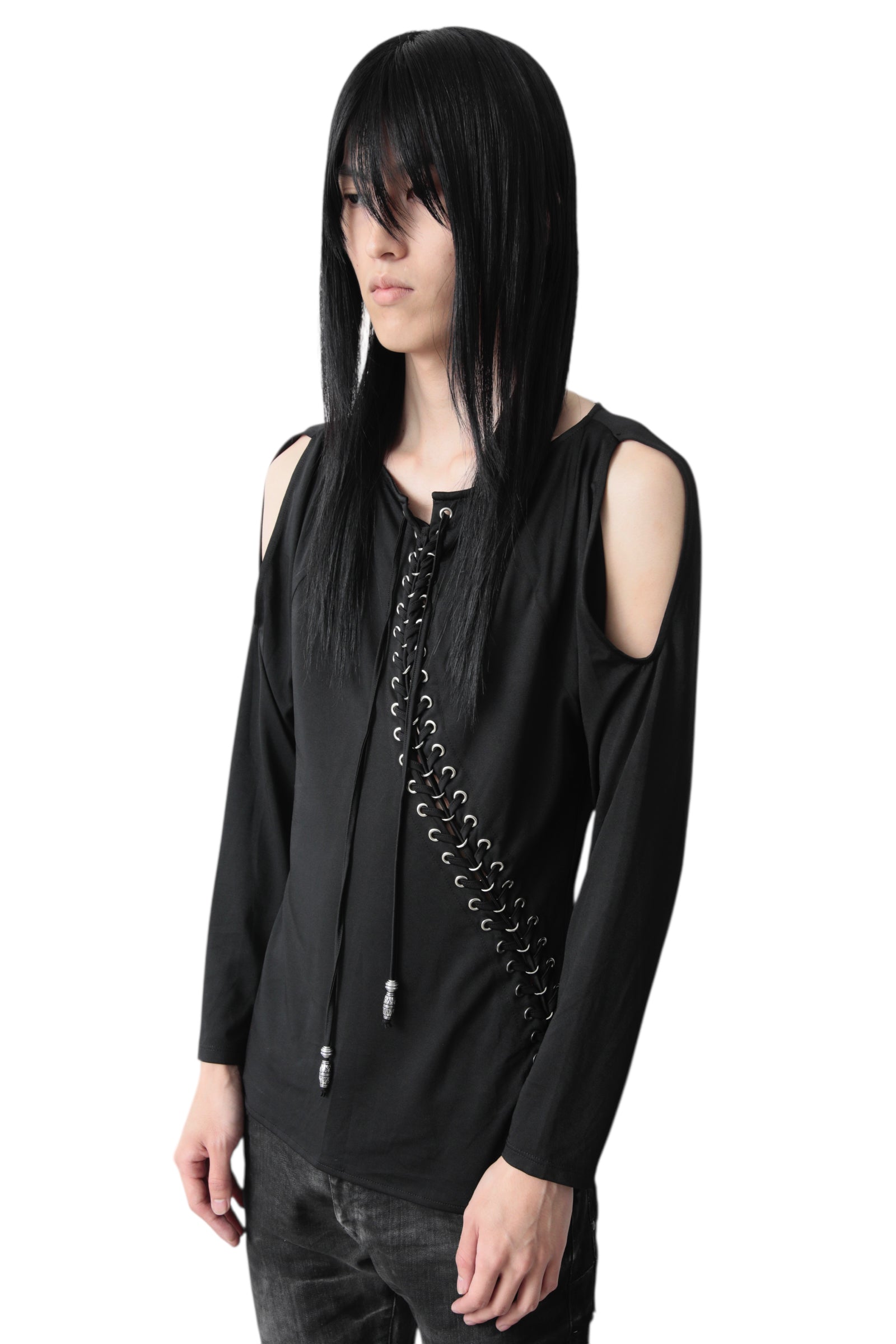 SHOULDER CUT LACE UP TOP