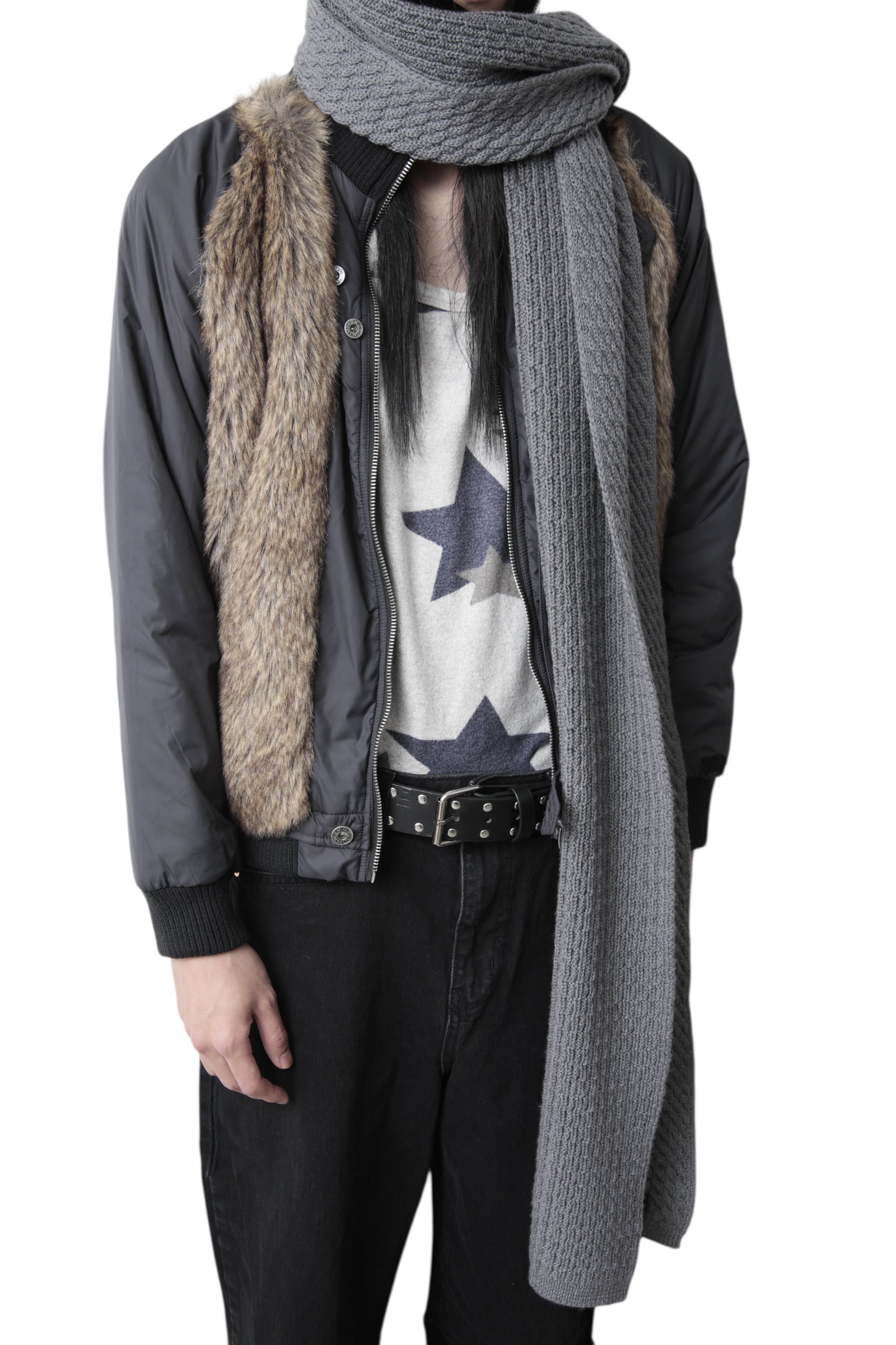 DIOR HOMME LONG CABLE KNIT STOLE