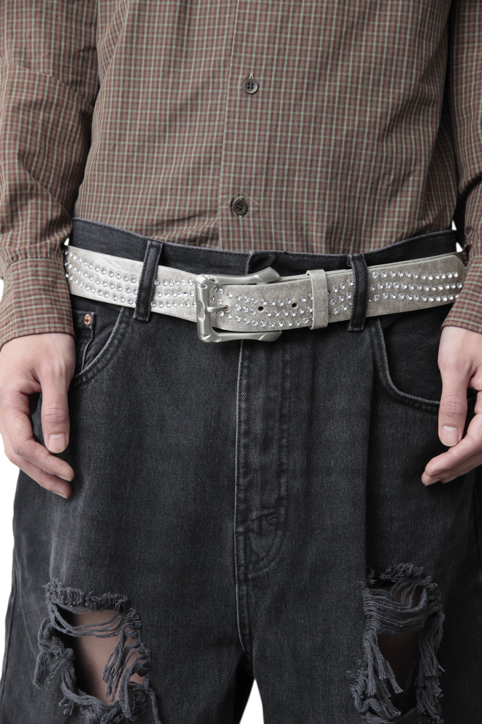 METAL BUCKLE RHINESTONE BELT