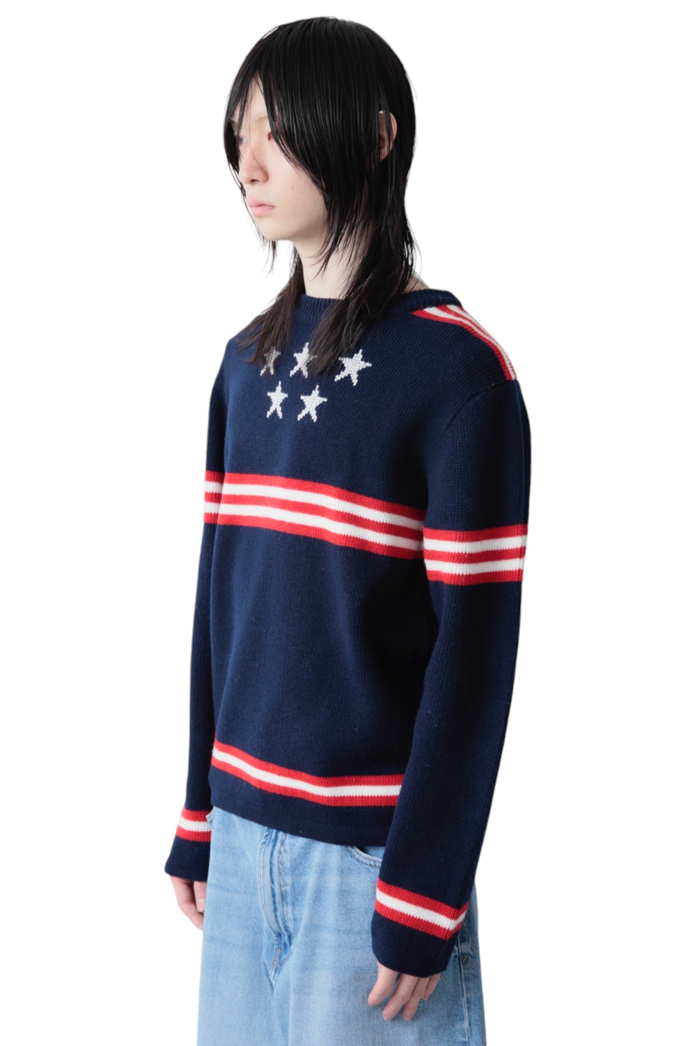 US FLAG MOTIF SWEATER