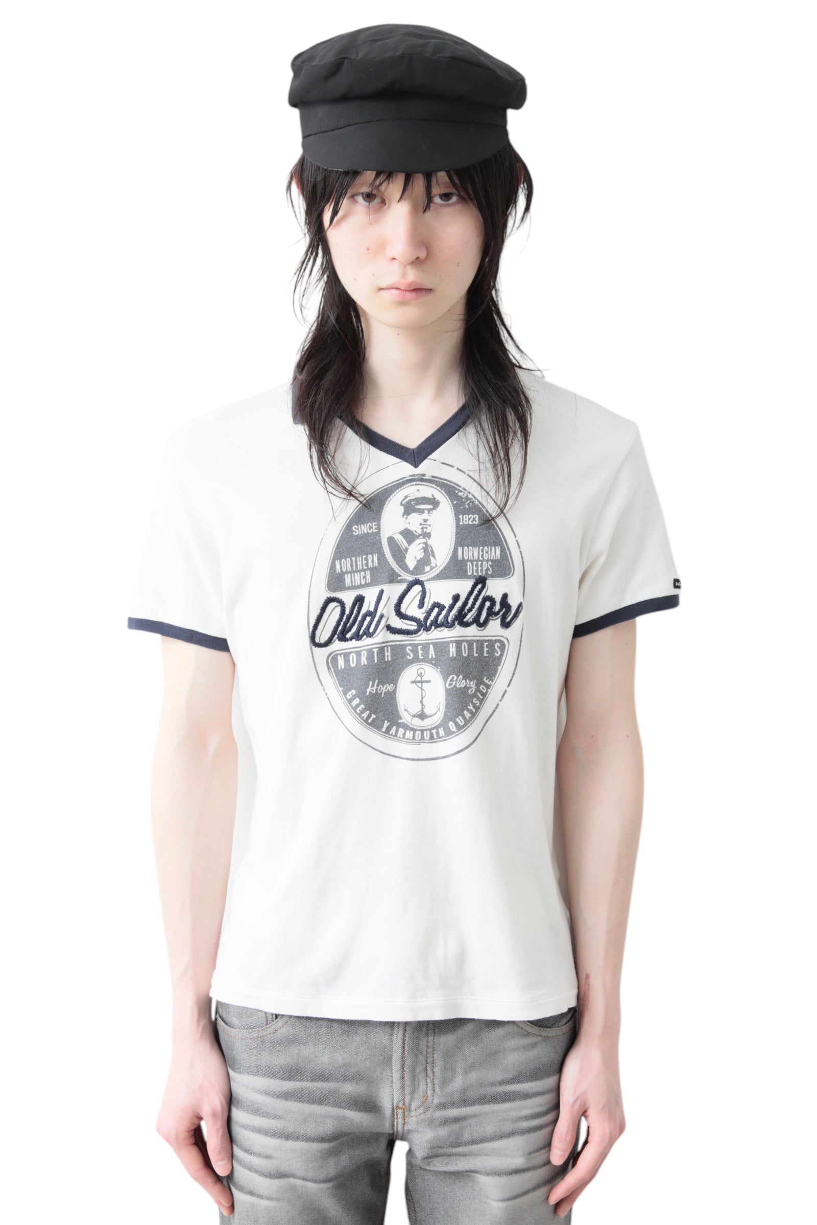 DOLCE&amp;GABBANA V-NECK RINGER T-SHIRT