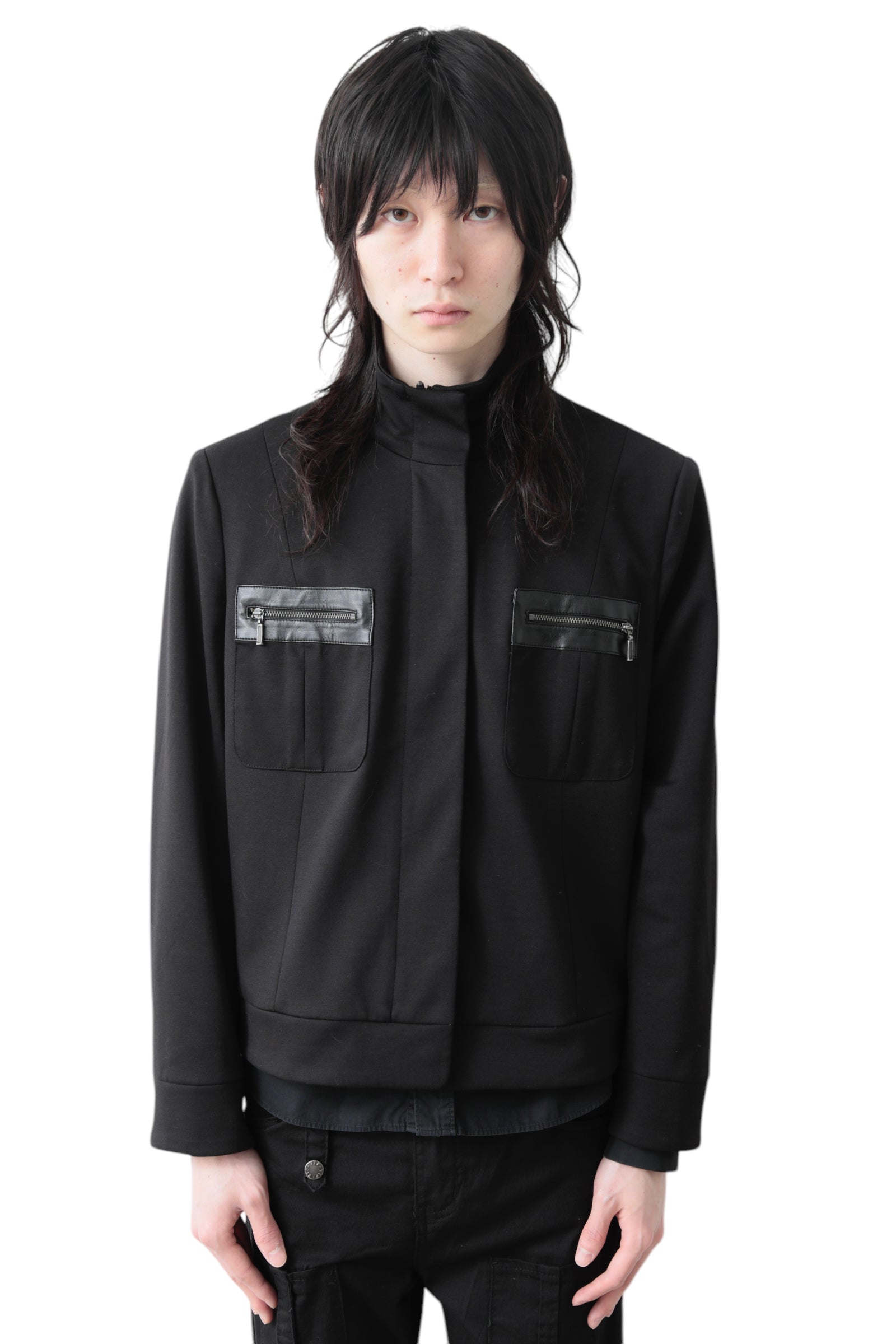 FRONT POCKETS STAND COLLAR JACKET