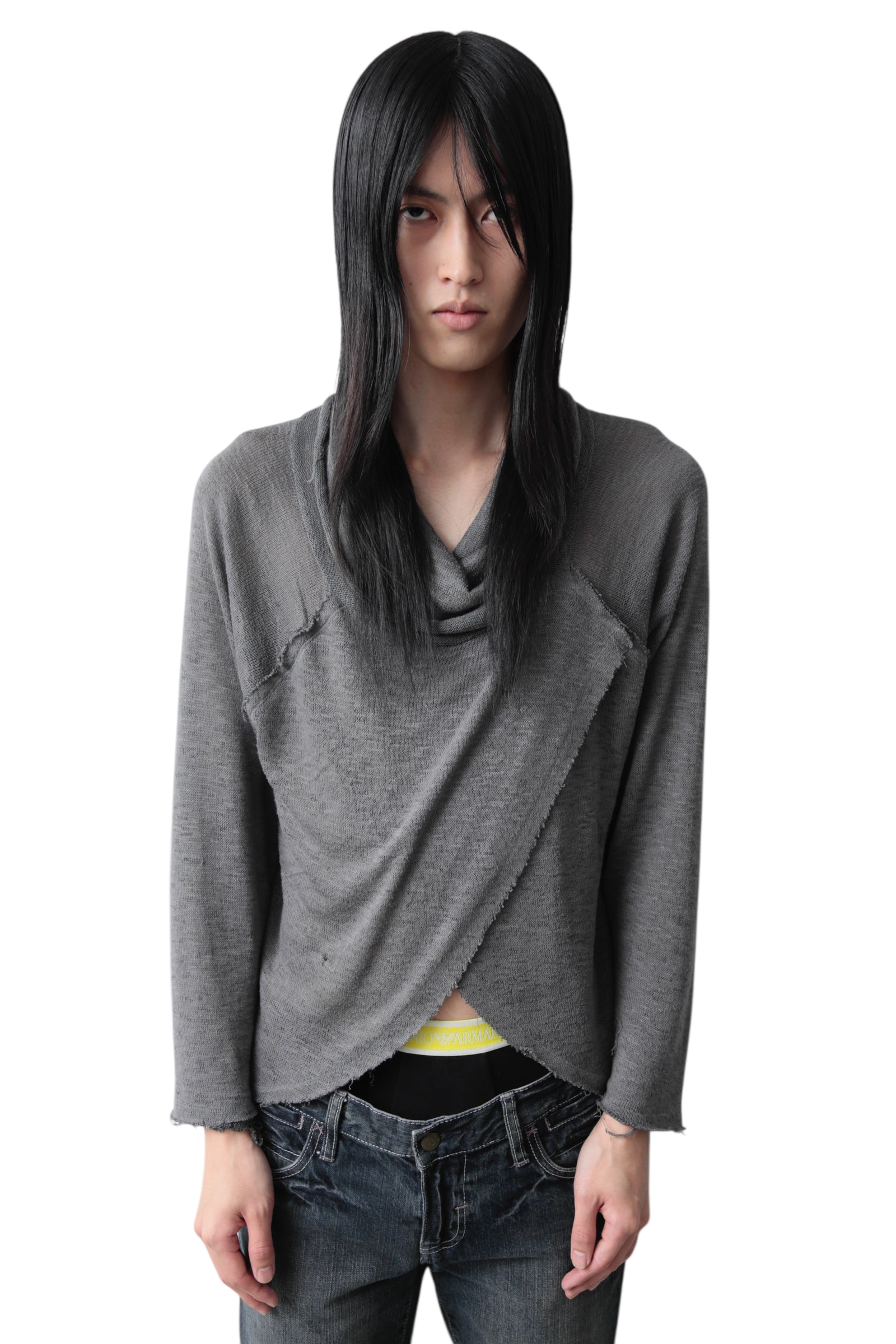ASYMMETRY DRAPE SWEATER