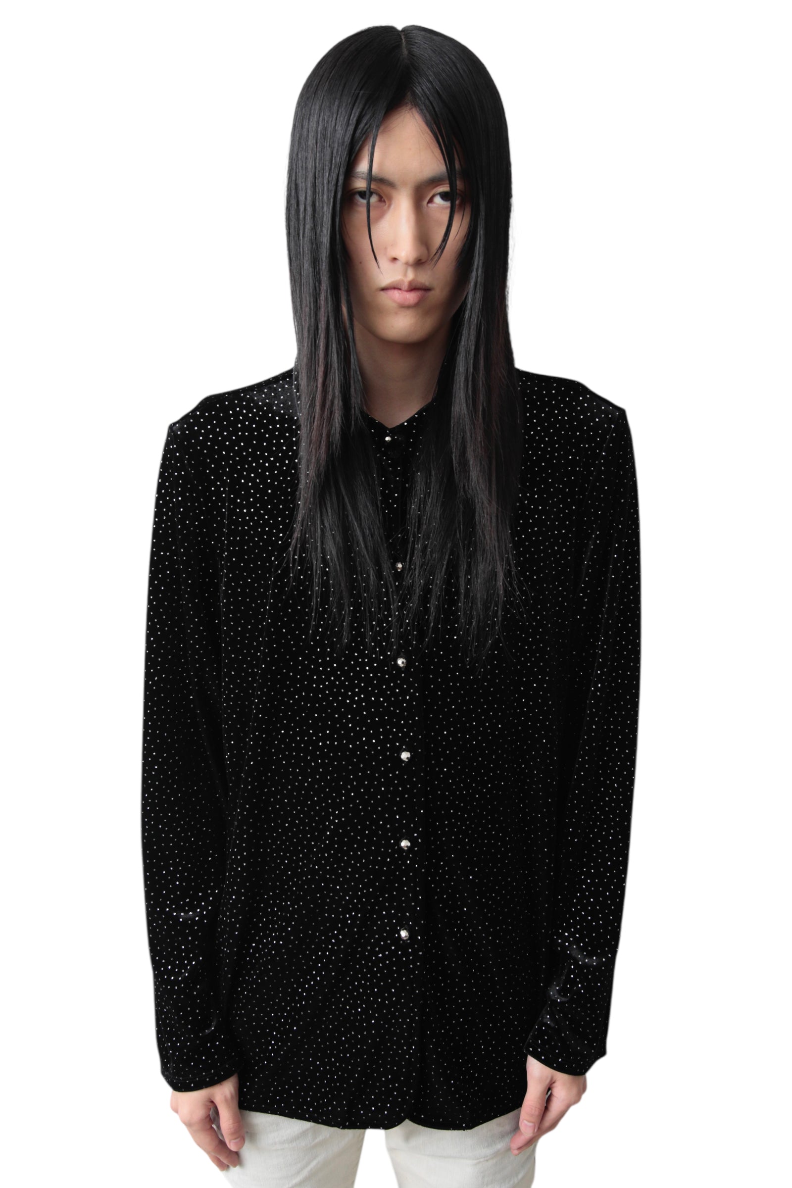 METAL BUTTONS DOT VELVET SHIRT