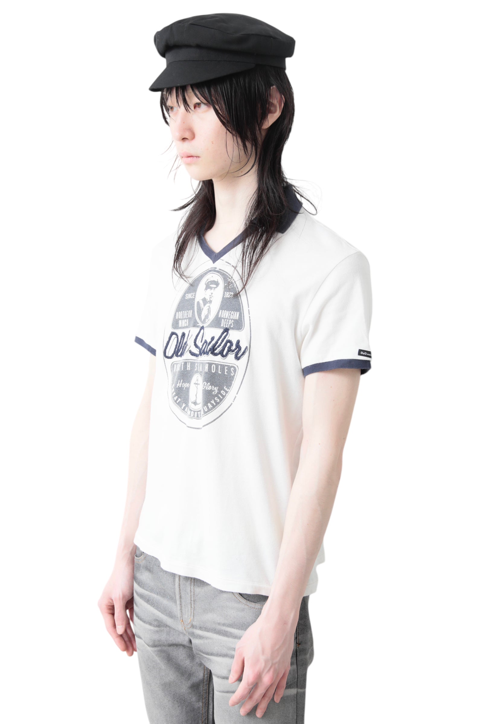 DOLCE&amp;GABBANA V-NECK RINGER T-SHIRT