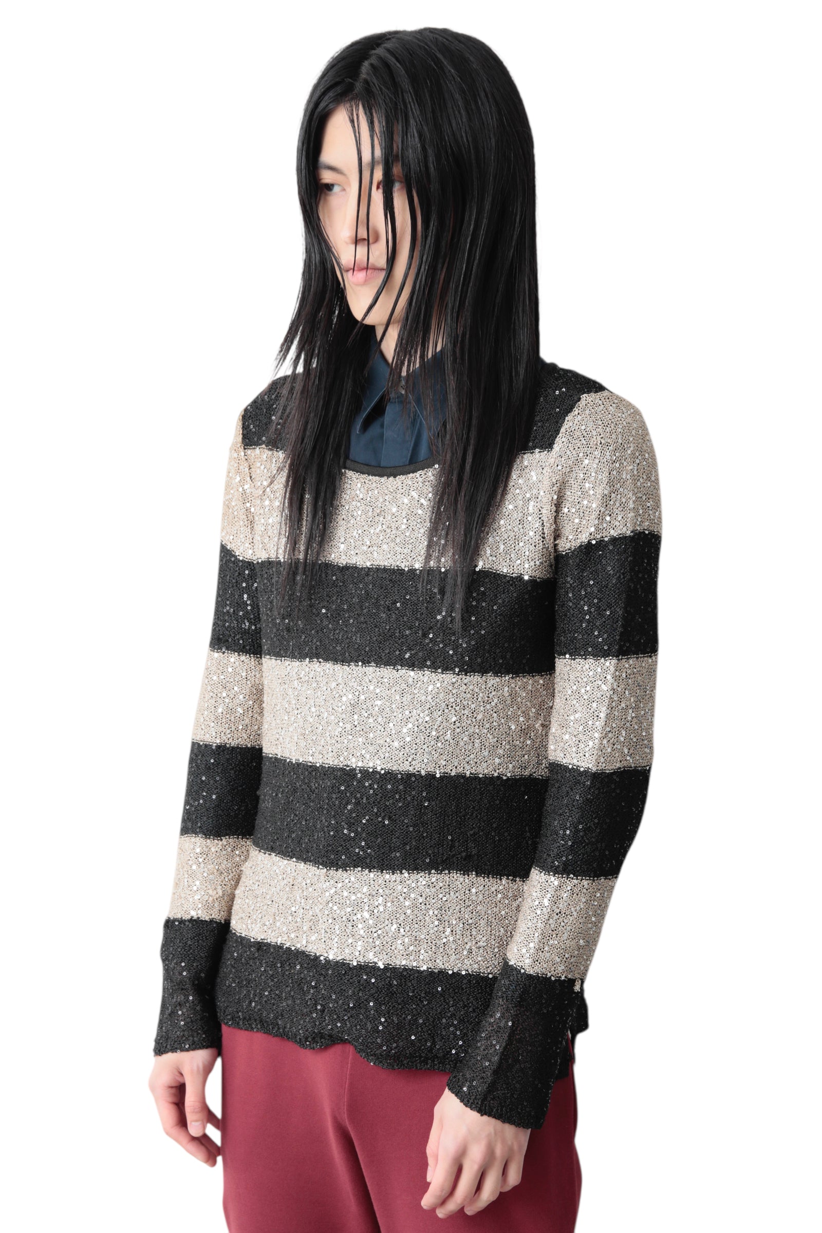 SEQUINED BORDER SWEATER