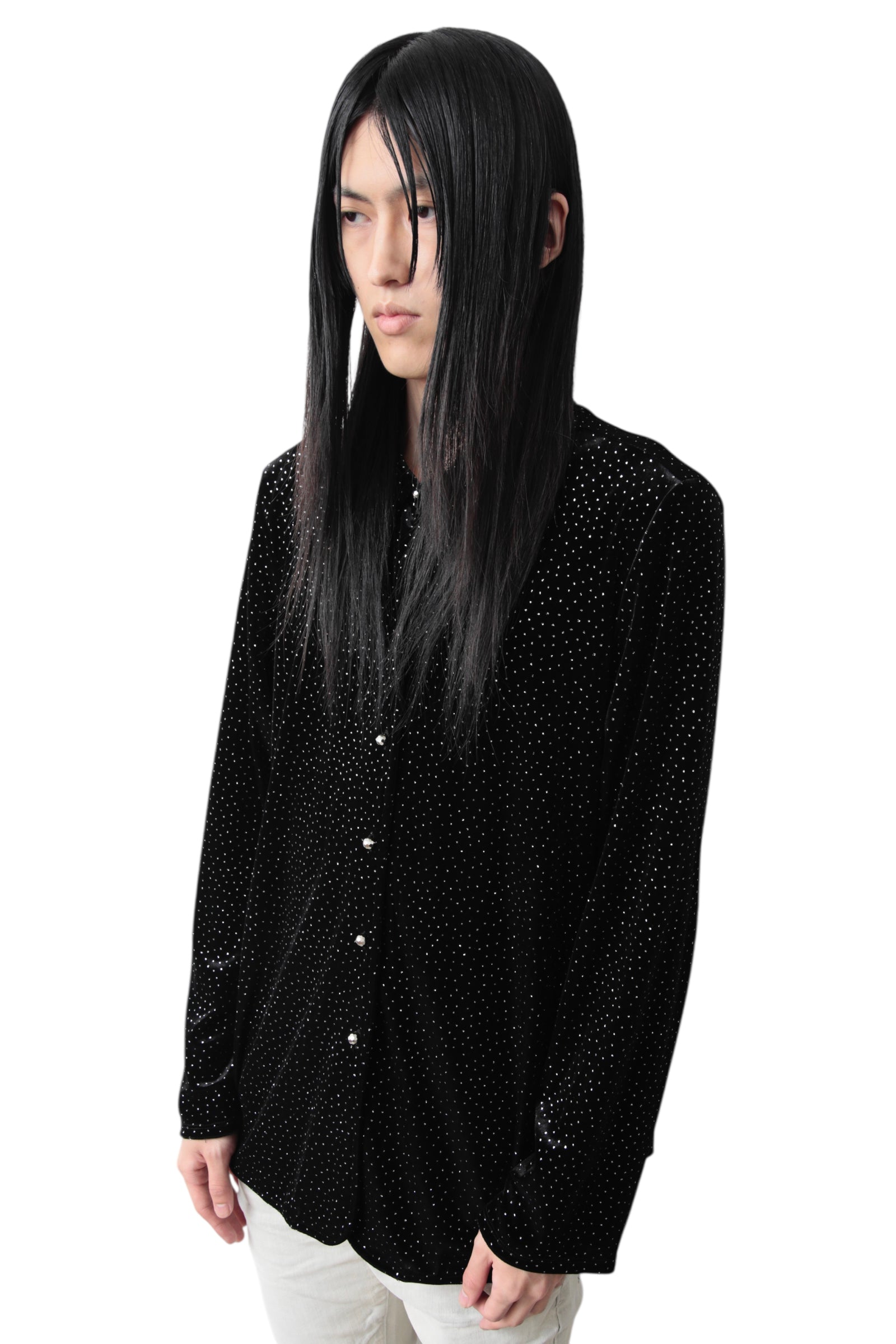 METAL BUTTONS DOT VELVET SHIRT