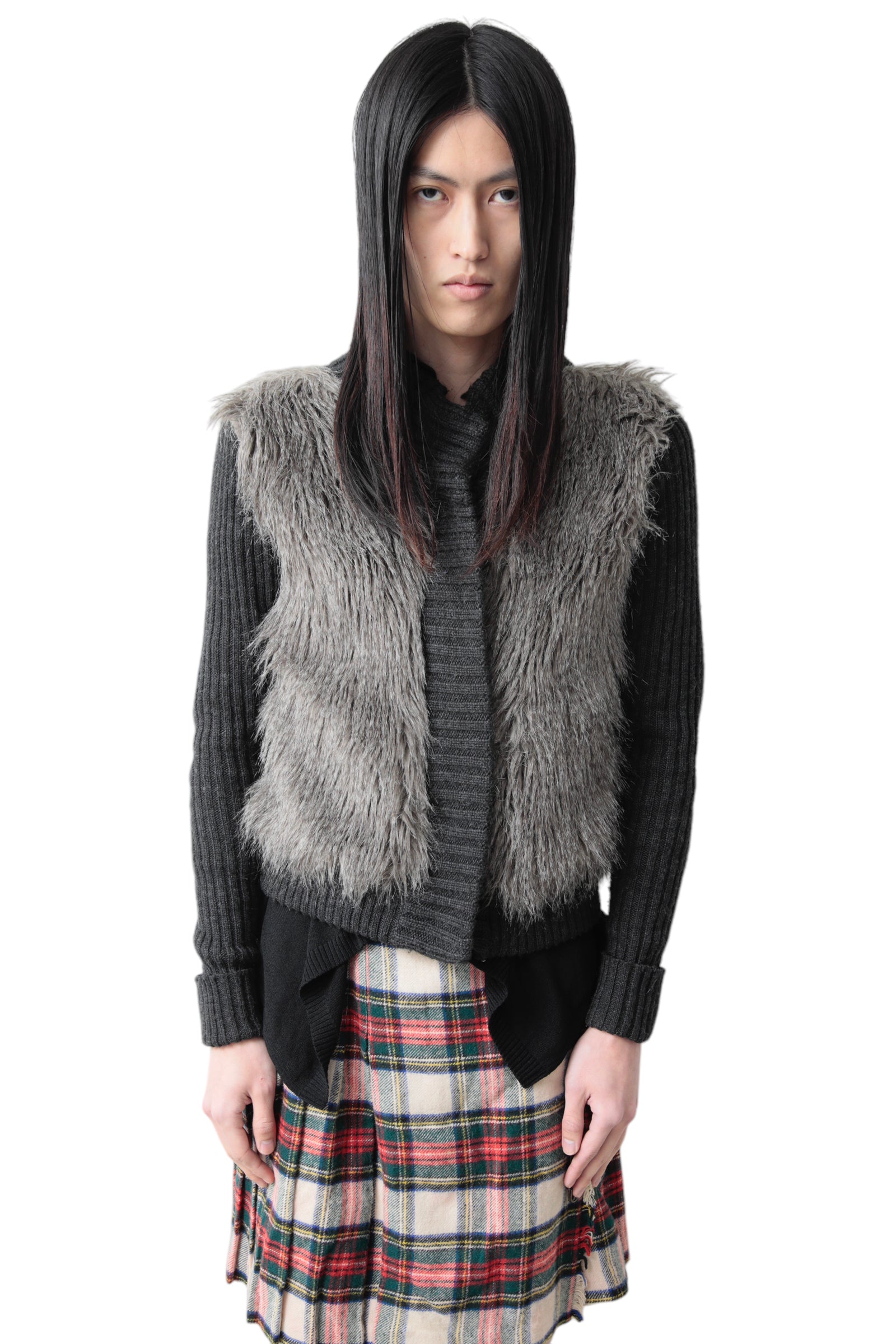 FUR KNIT BUTTON UP BLOUSON