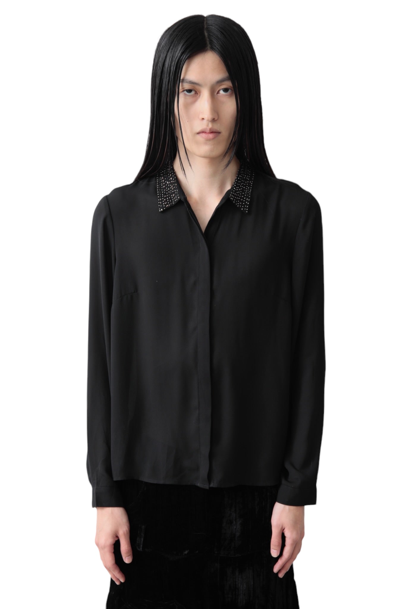 SEE THROUGH DECORATIVE COLLAR SHIRT