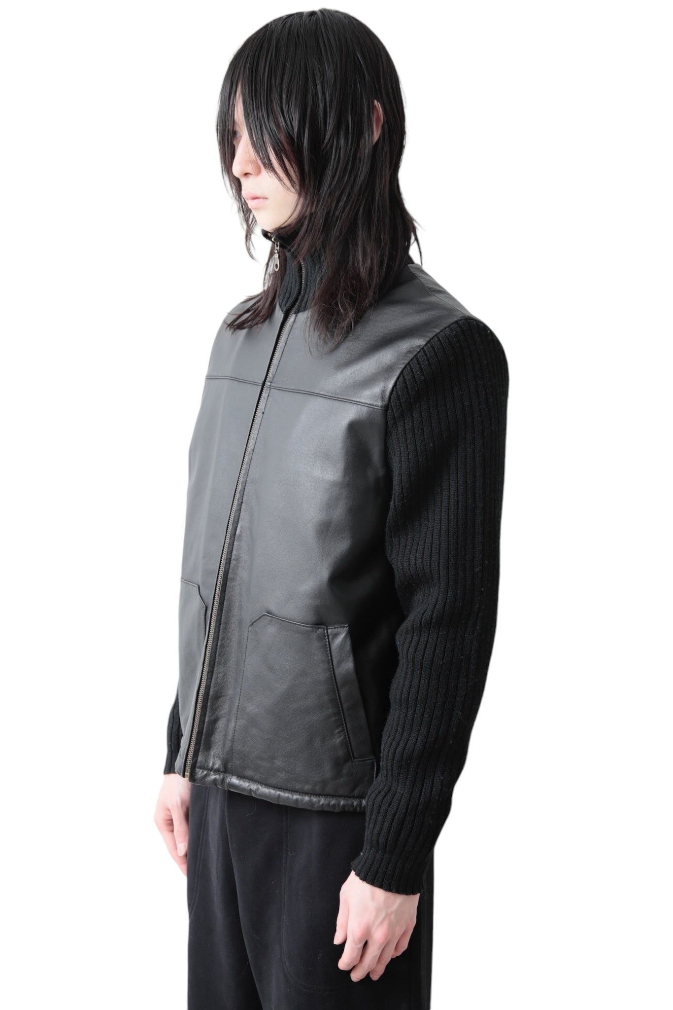 SWITCHING ZIP UP LEATHER BLOUSON