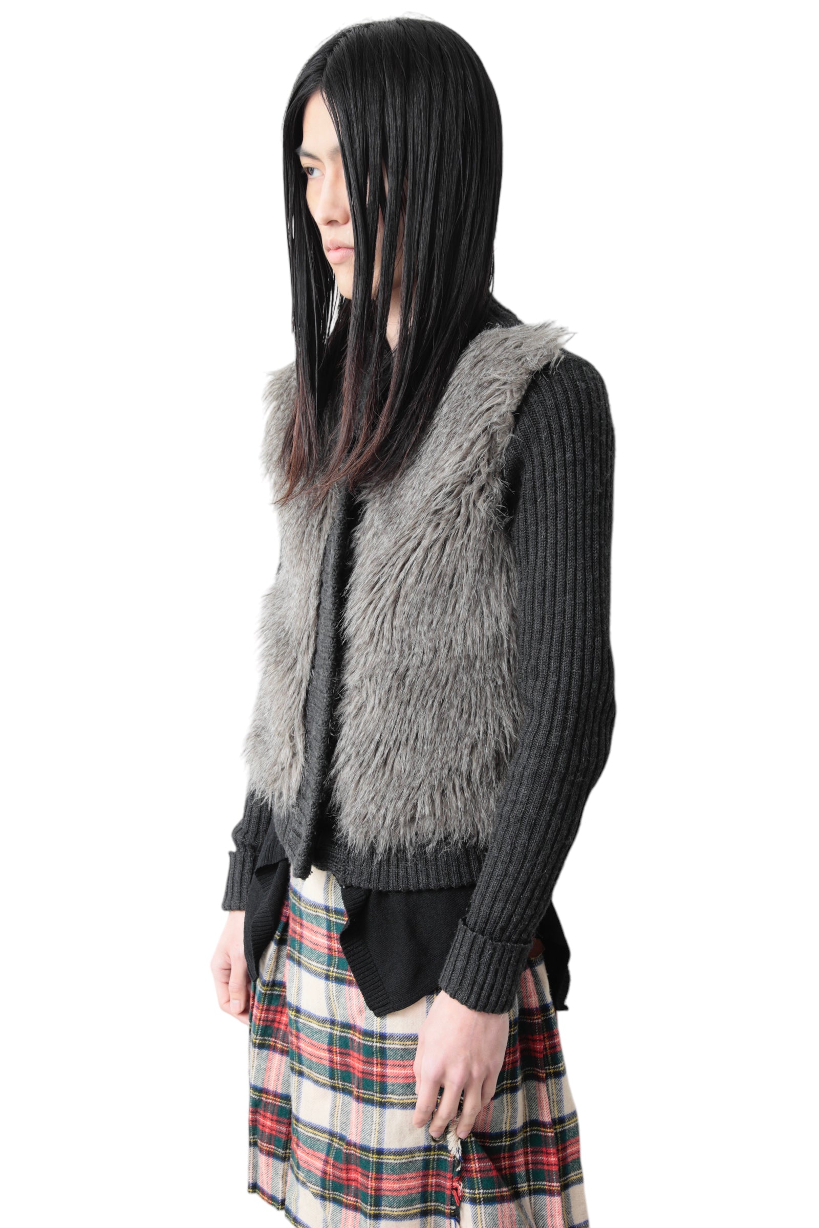 FUR KNIT BUTTON UP BLOUSON