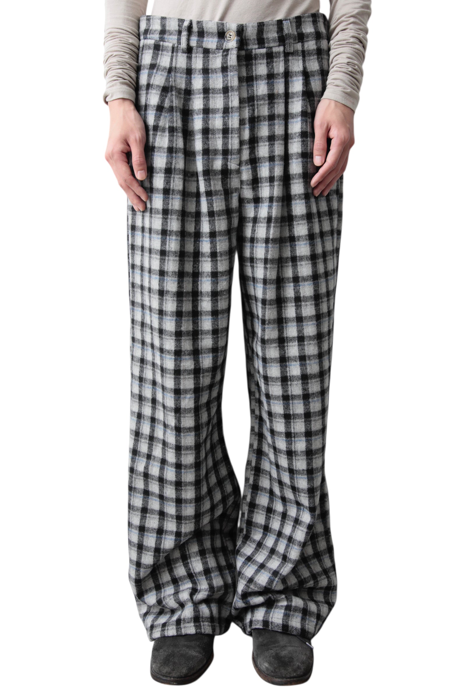 TARTAN CHECK WIDE SLACKS