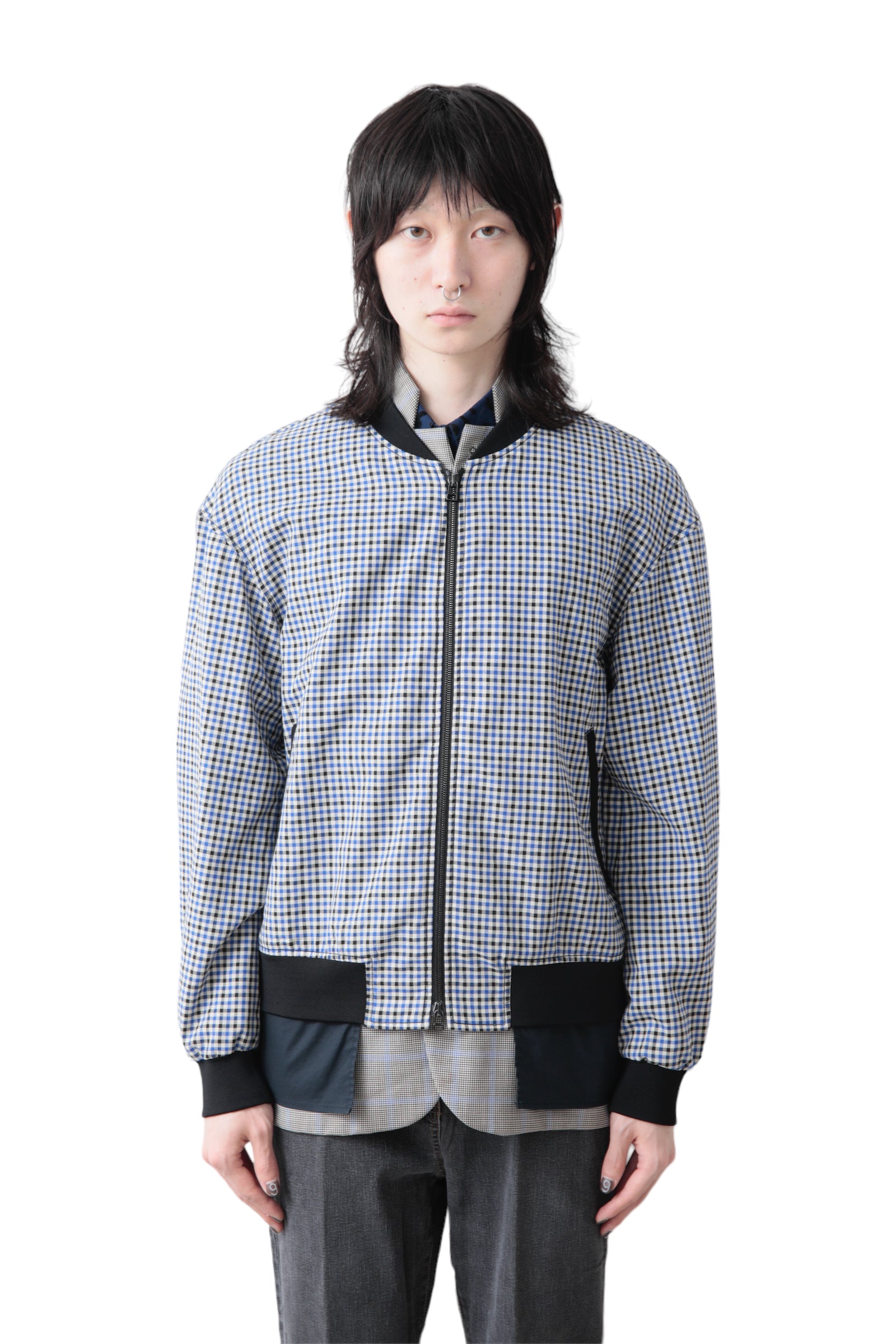 3.1 PHILLIP LIM TAILORED DOCKING GINGHAM BOMBER JACKET