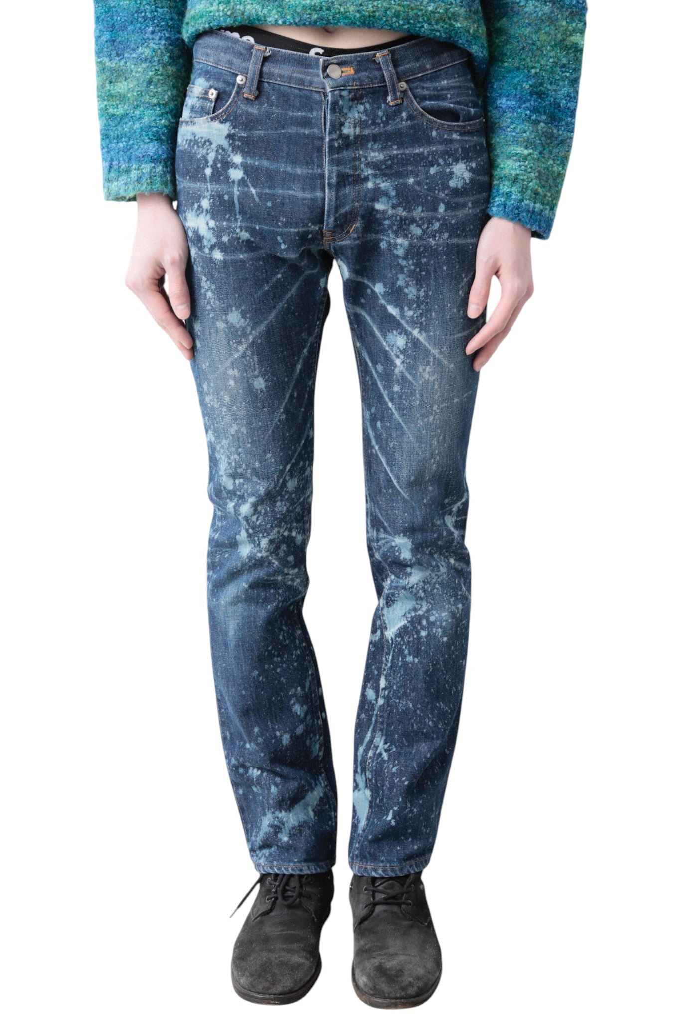 NUMBER (N)INE PAINTED STRAIGHT DENIM PANTS