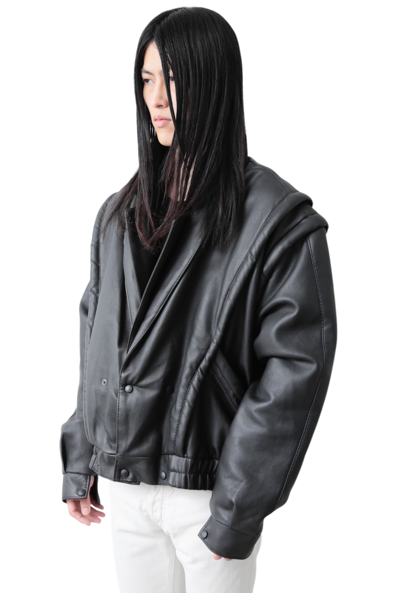 DETACHABLE VOLUME LEATHER BLOUSON