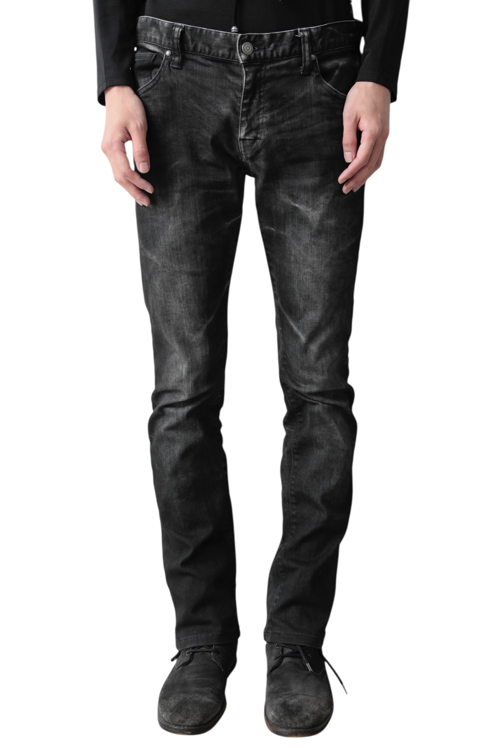TORNADO MART FADED BLACK SLIM DENIM PANTS