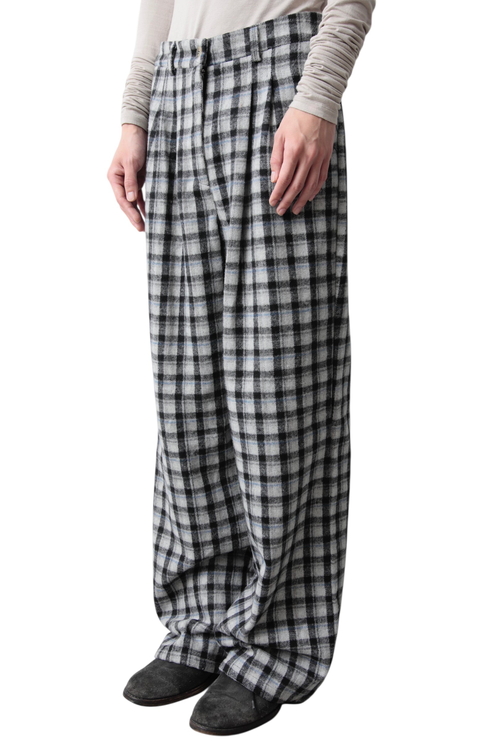 TARTAN CHECK WIDE SLACKS