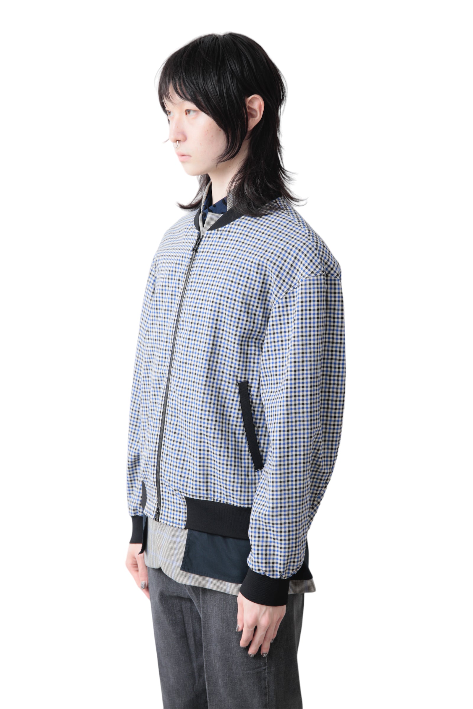 3.1 PHILLIP LIM TAILORED DOCKING GINGHAM BOMBER JACKET