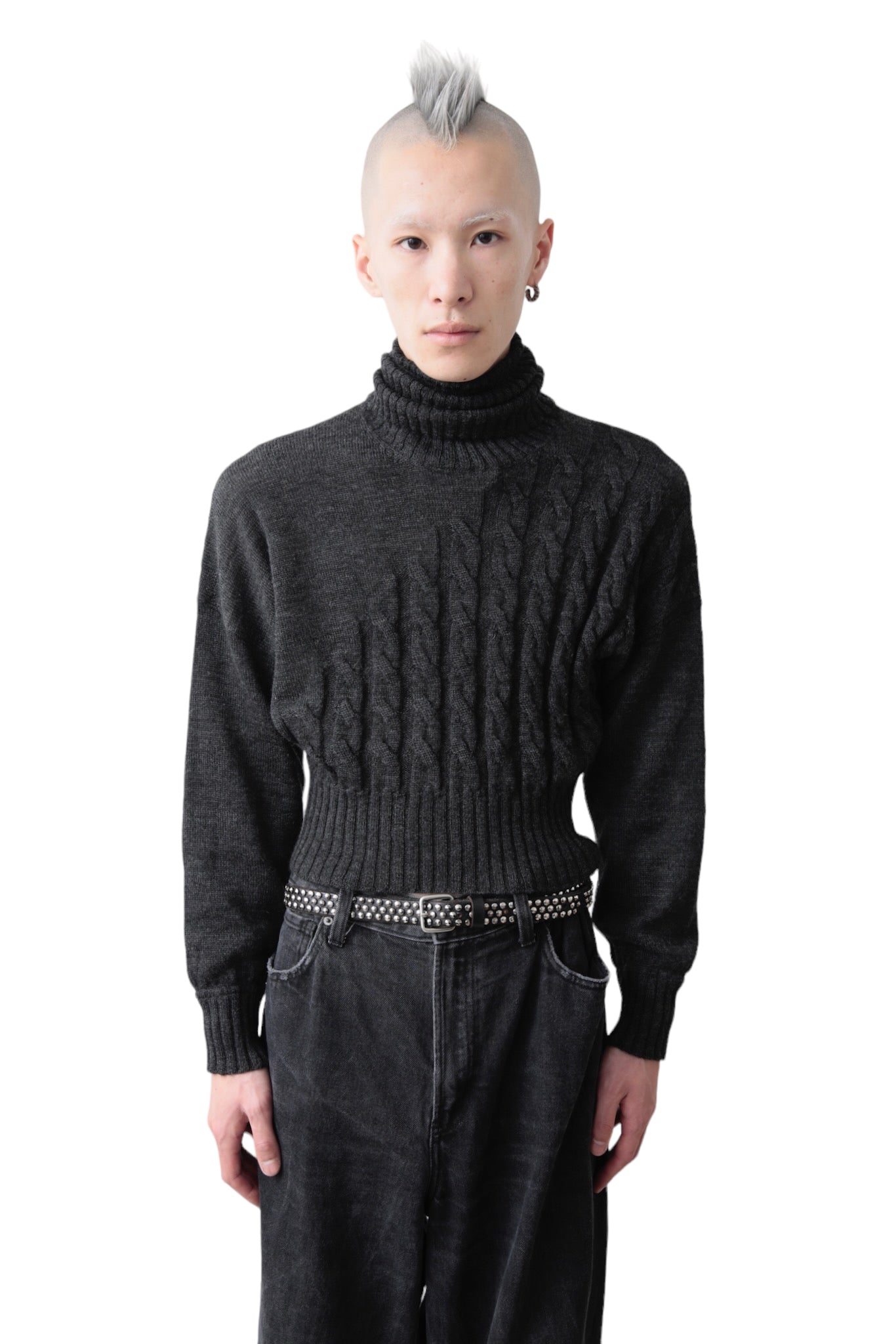 JEAN PAUL GAULTIER ASYMMETRY PATTERNED CROPPED SWEATER