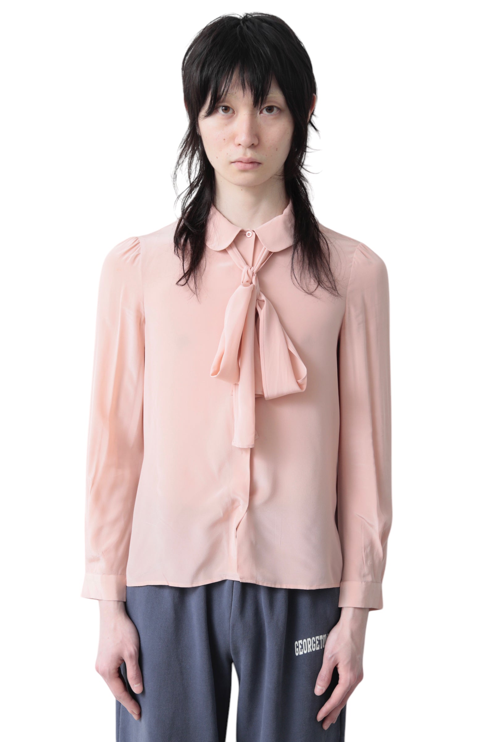 MIUMIU RIBON TIE SILK SHIRT