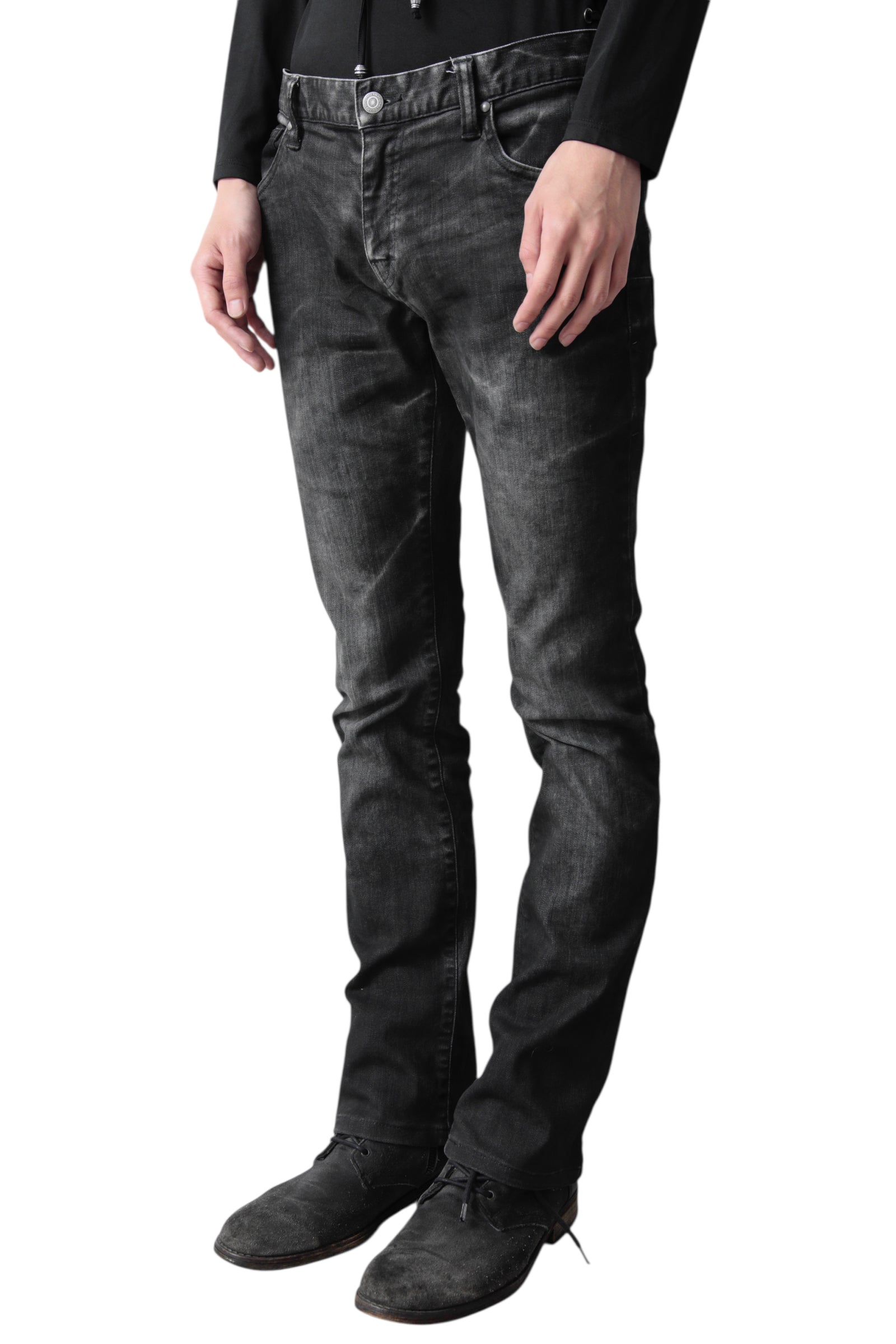 TORNADO MART FADED BLACK SLIM DENIM PANTS