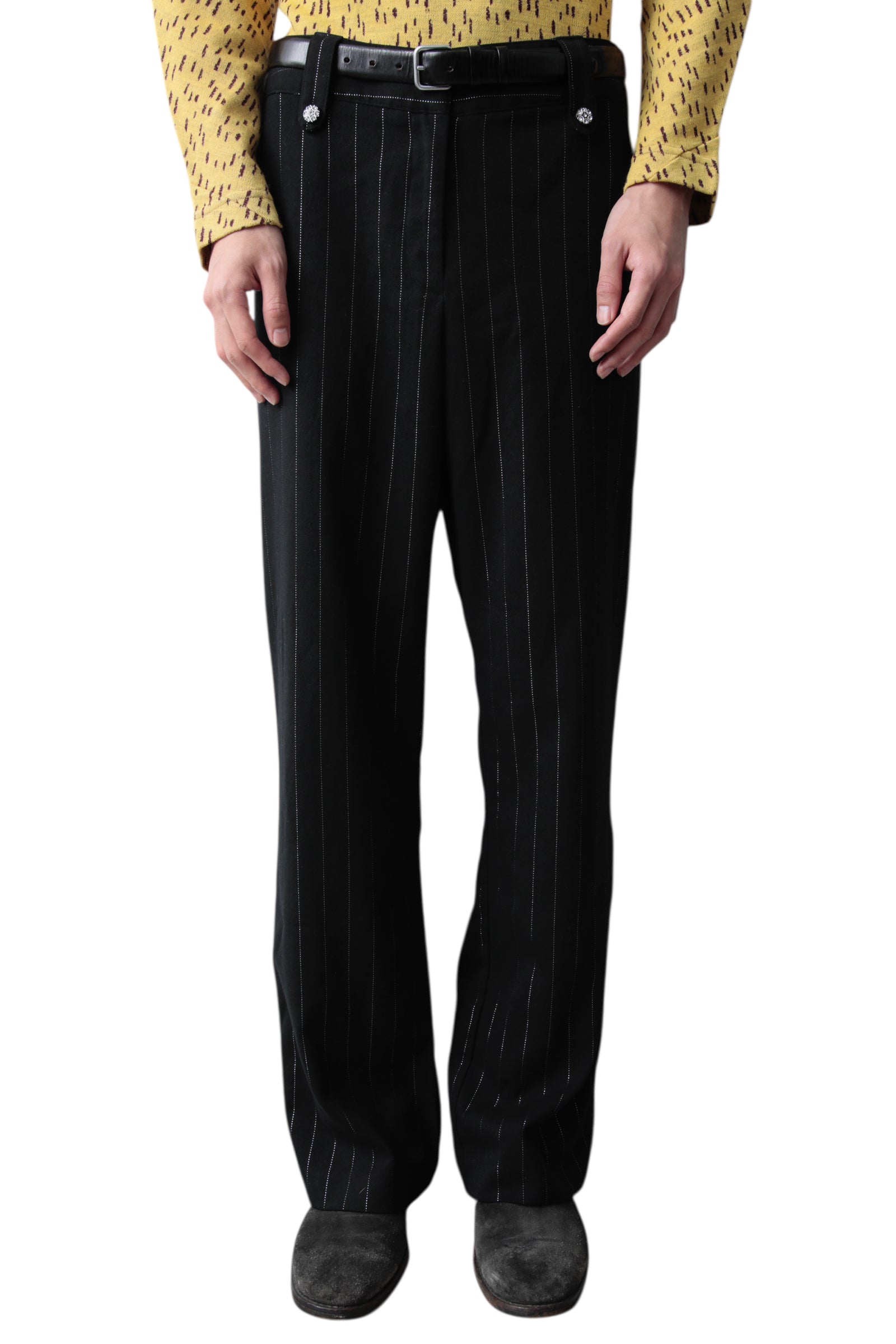 STITCHED STRIPE FLARE SLACKS