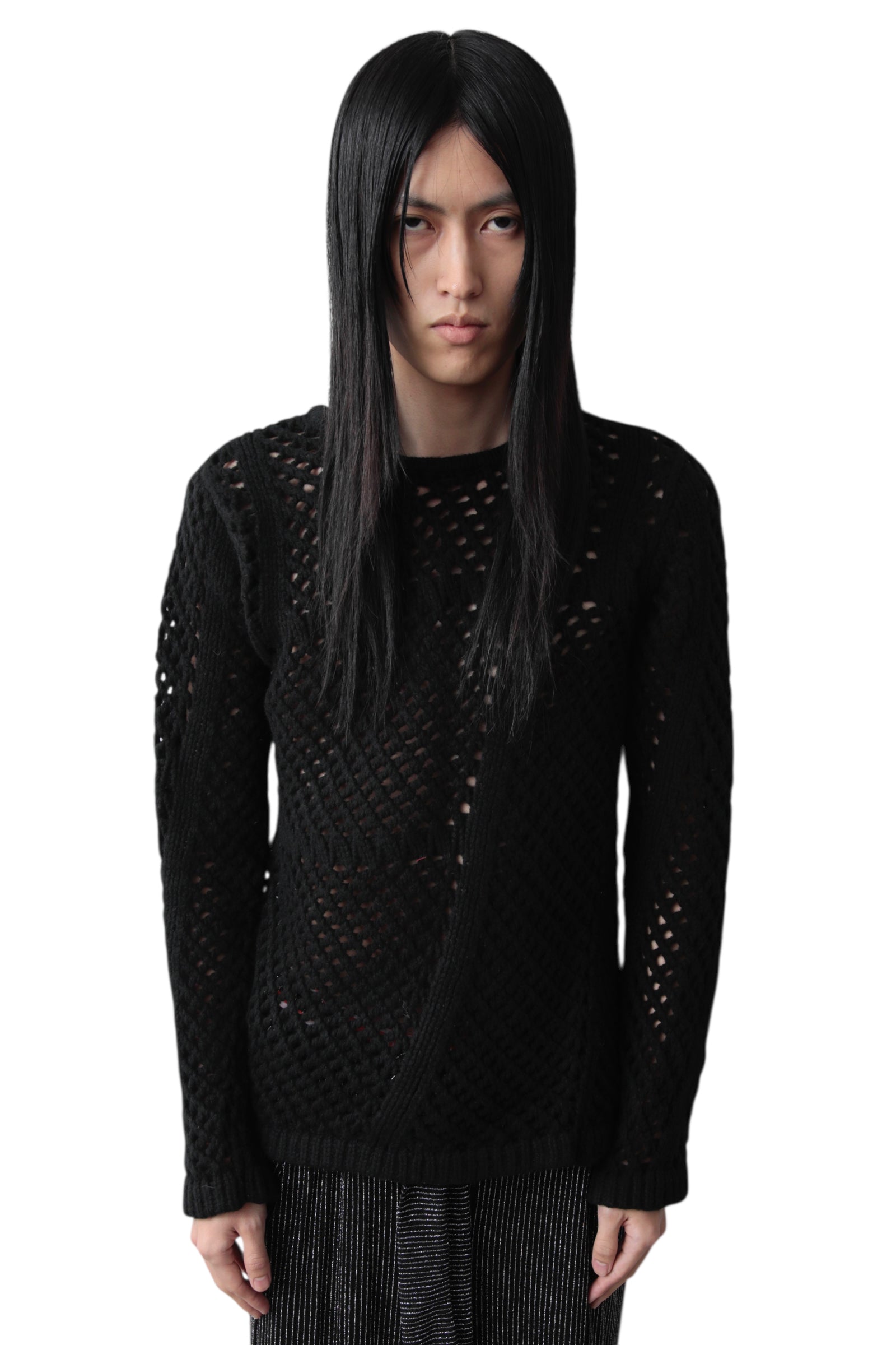 1990S JEAN PAUL GAULTIER HOMME OBJET ASYMMETRY HOLE SWEATER