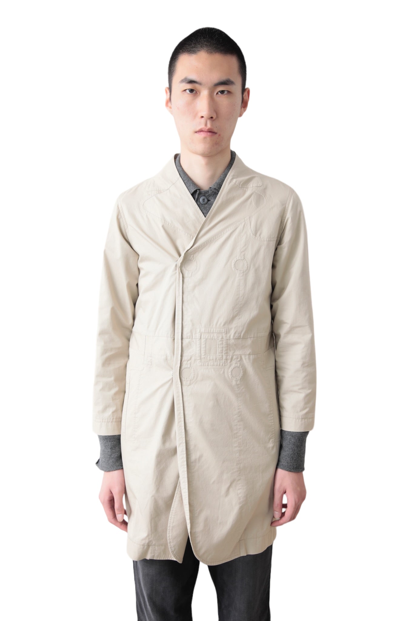 UNDERCOVER NO COLLAR TRENCH COAT