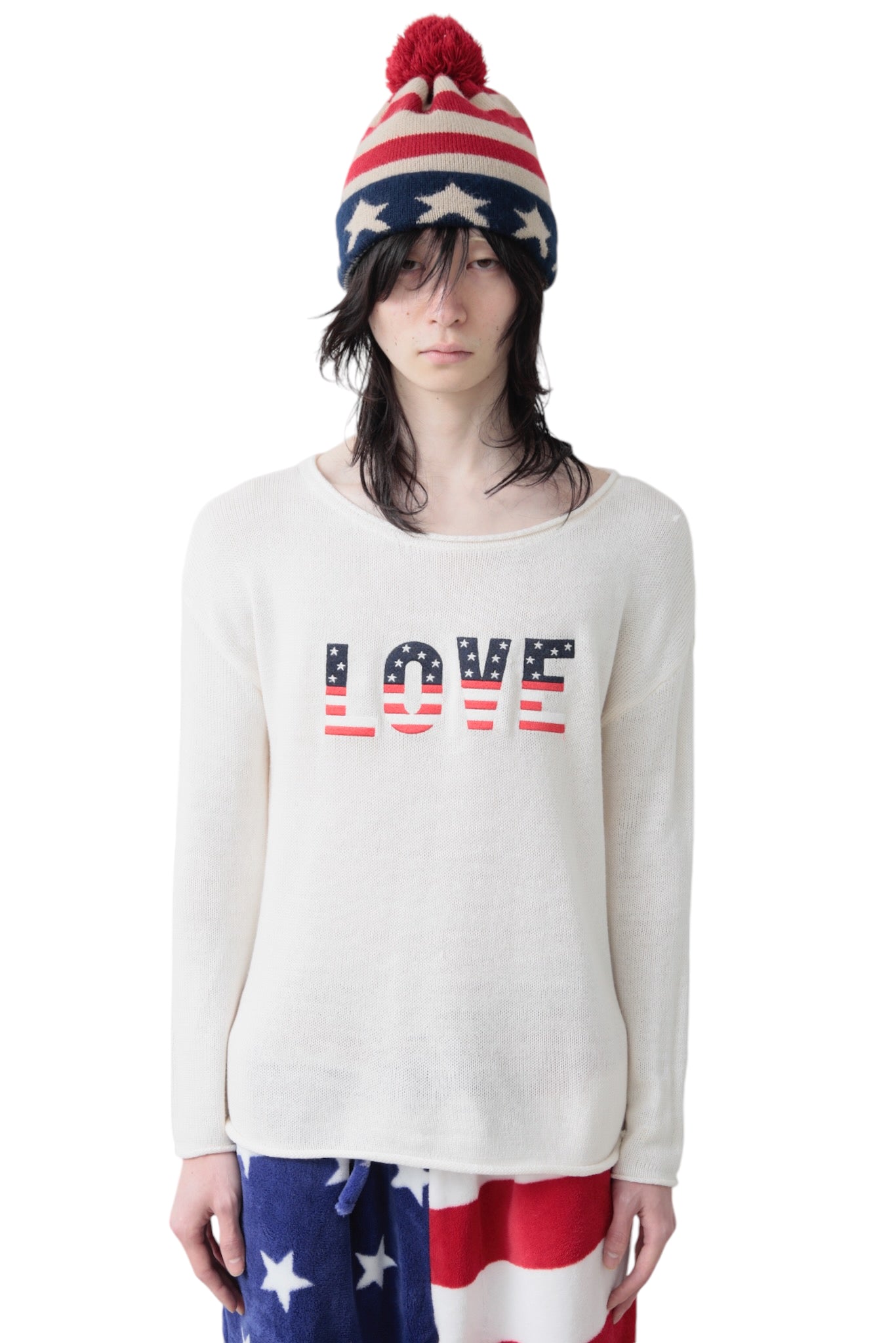 US FLAG "LOVE" CREW NECK SWEATER