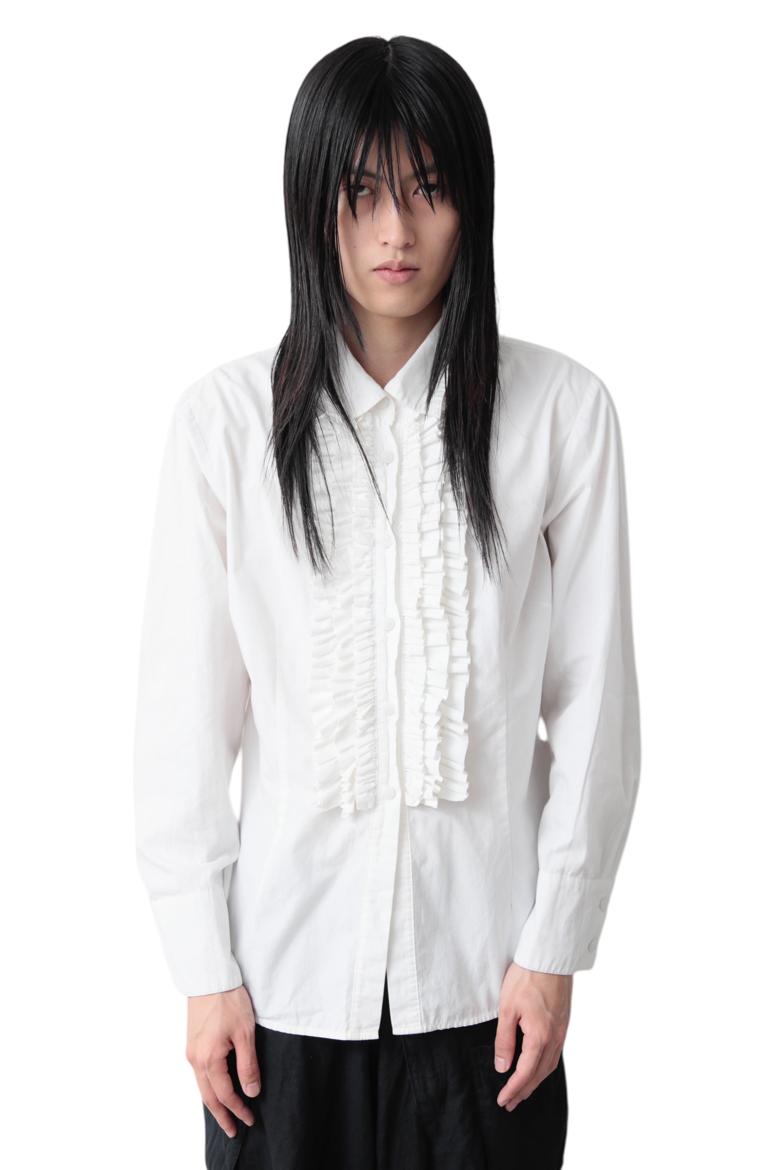 PIN TUCK FRILL SHIRT