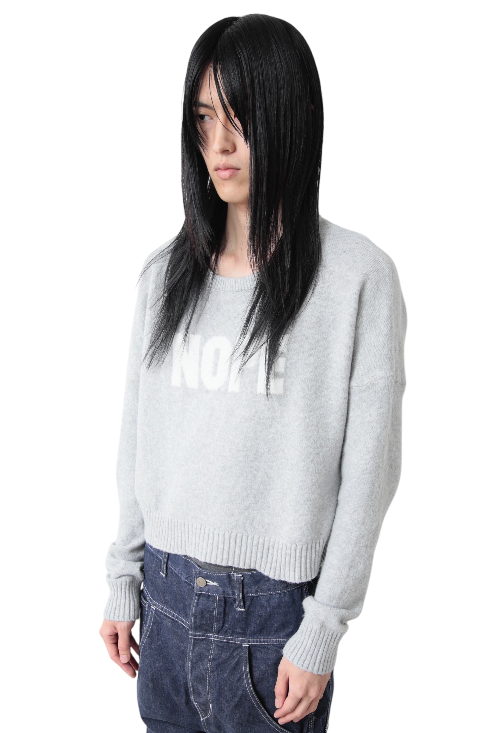 "NOPE" CROPPED SWEATER