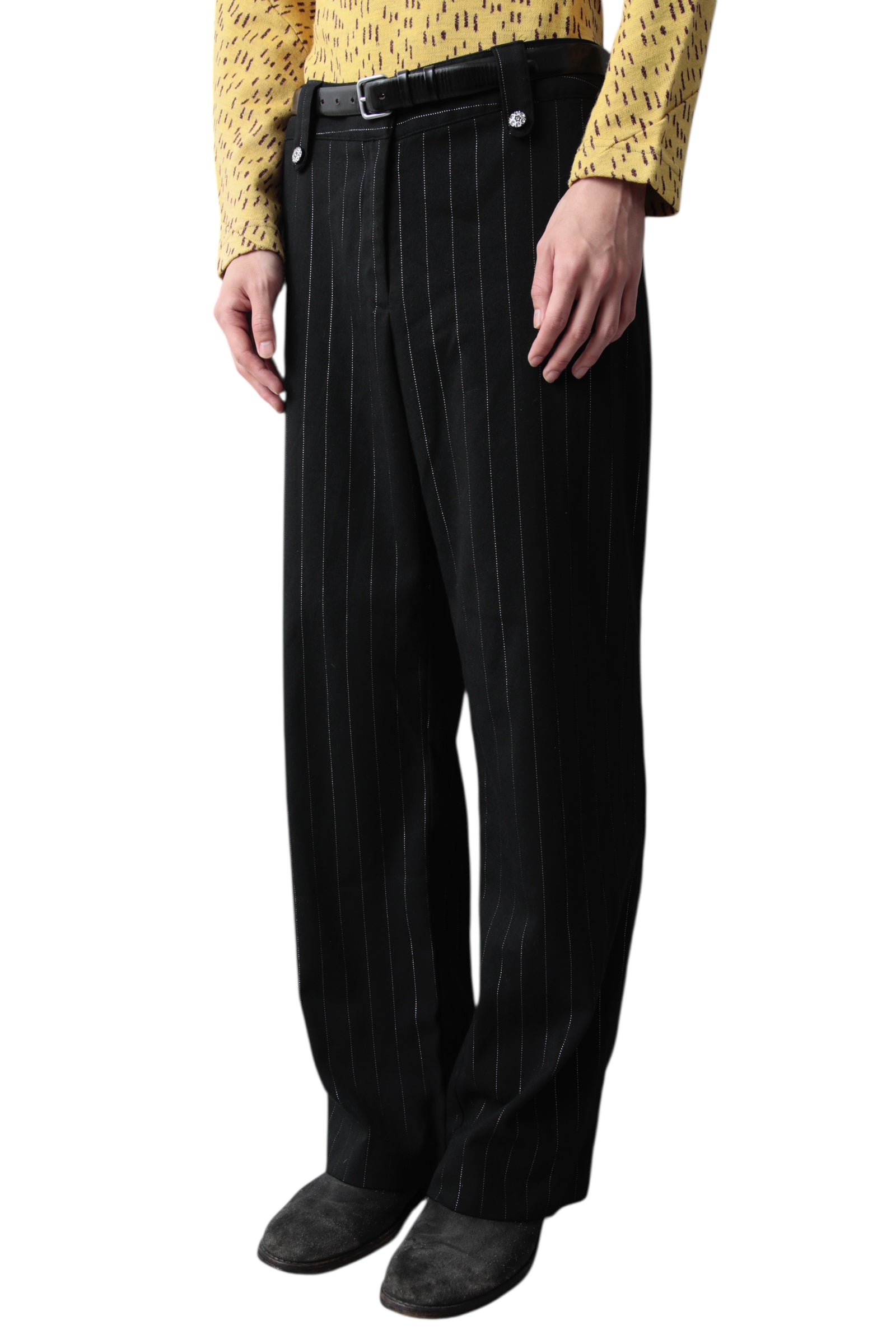 STITCHED STRIPE FLARE SLACKS