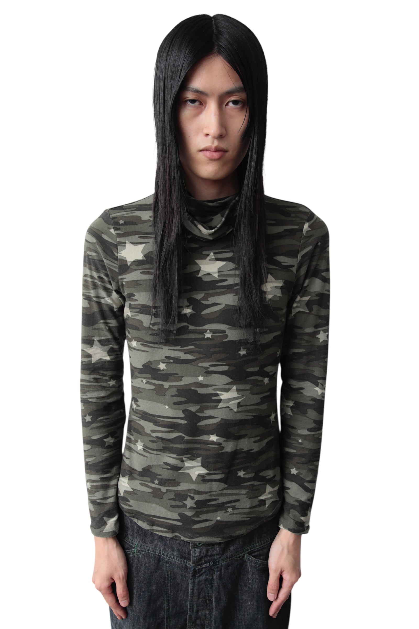 MUSK NECK STAR CAMO JERJEY TOP