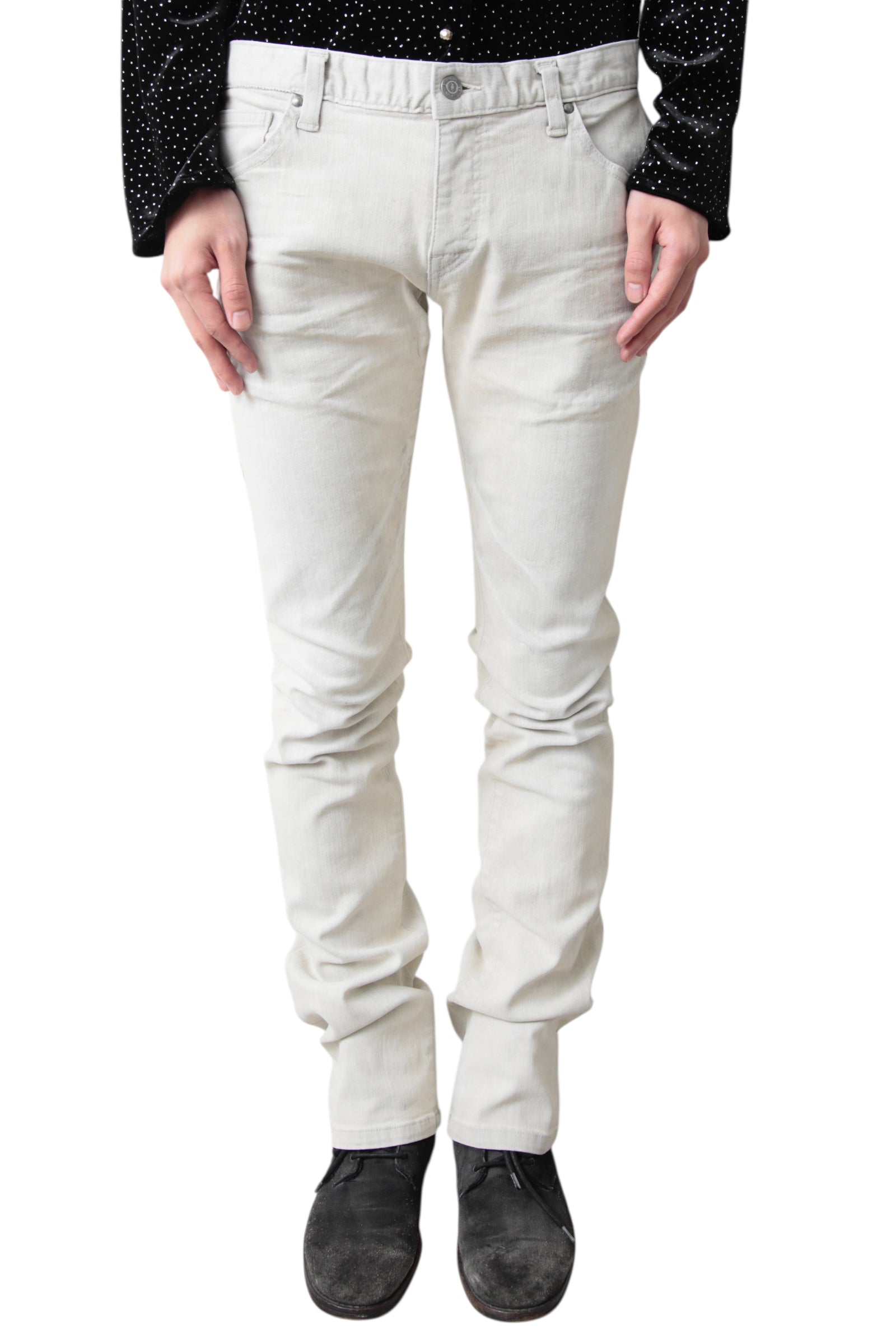 TORNADO MART SPRAY COATING SKINNY DENIM PANTS