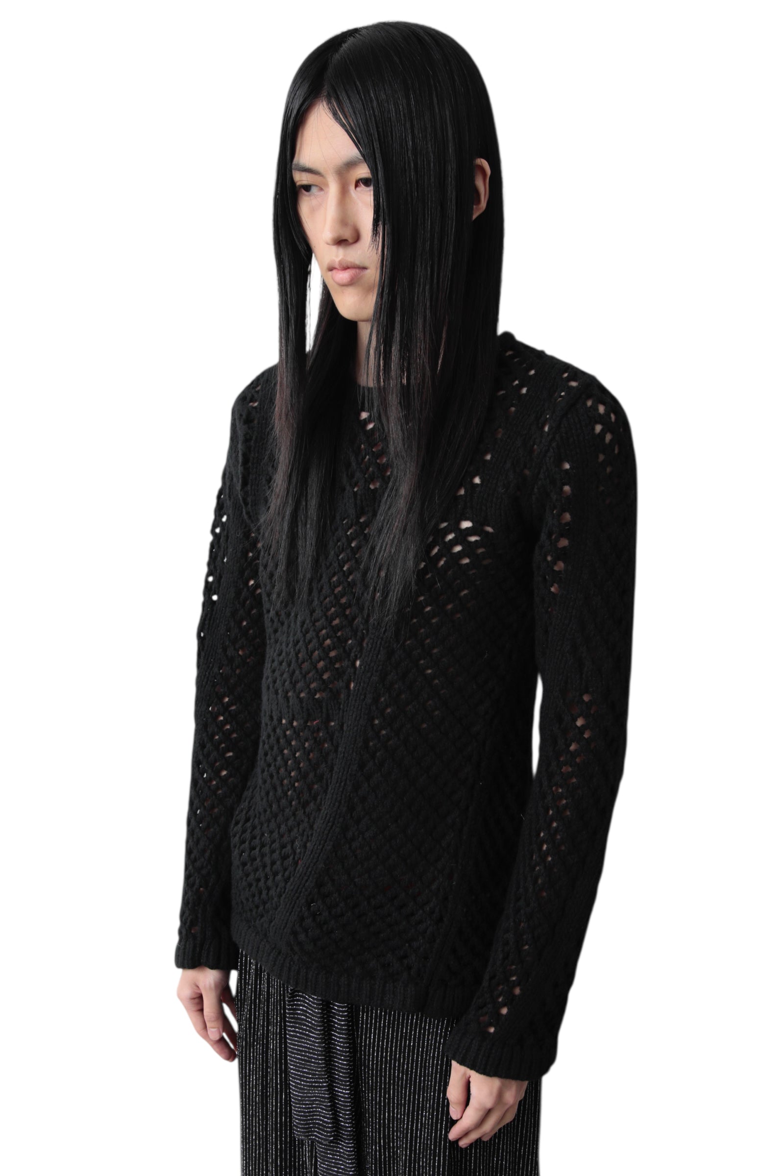 1990S JEAN PAUL GAULTIER HOMME OBJET ASYMMETRY HOLE SWEATER