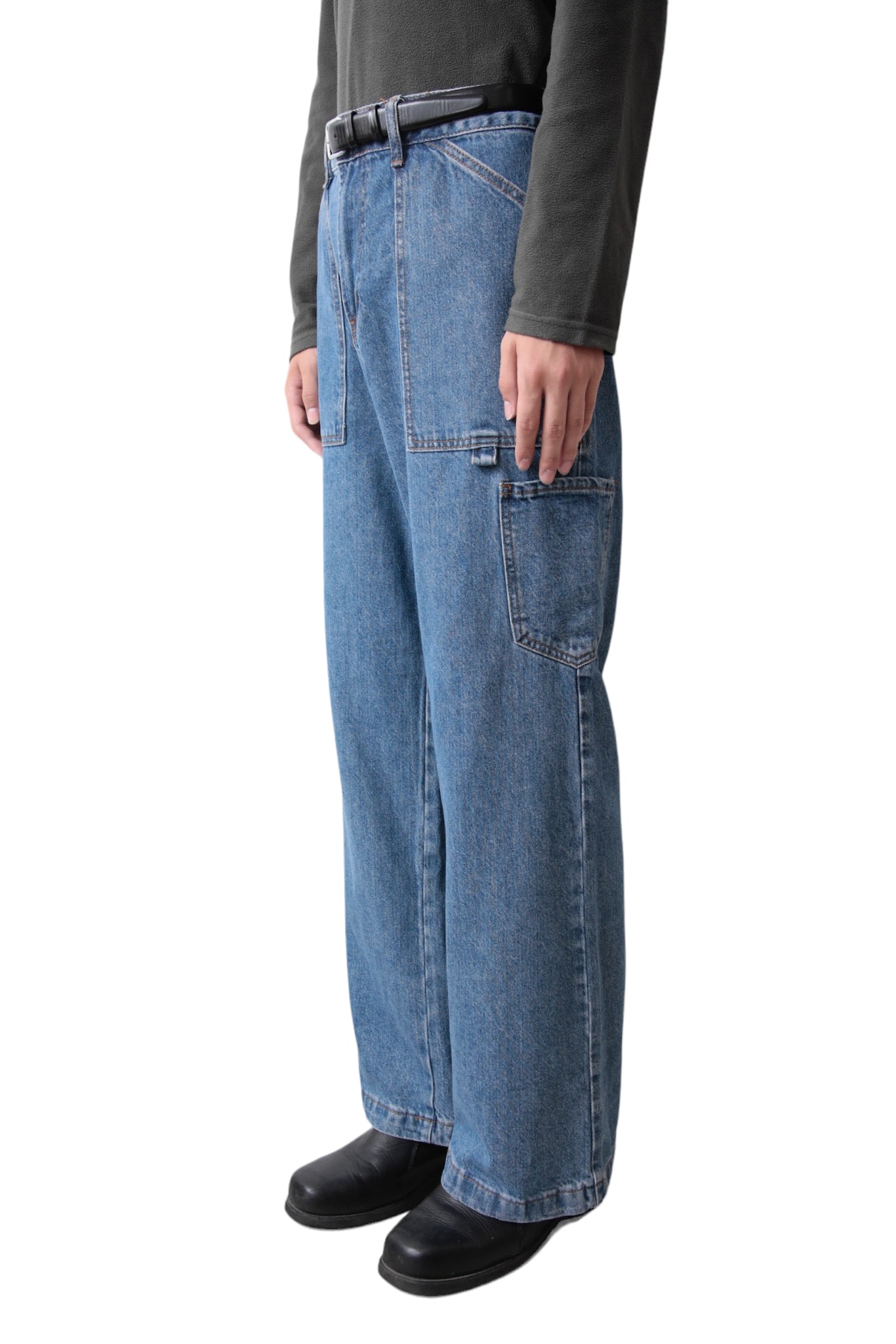 BLUE BAGGY CARGO DENIM PANTS