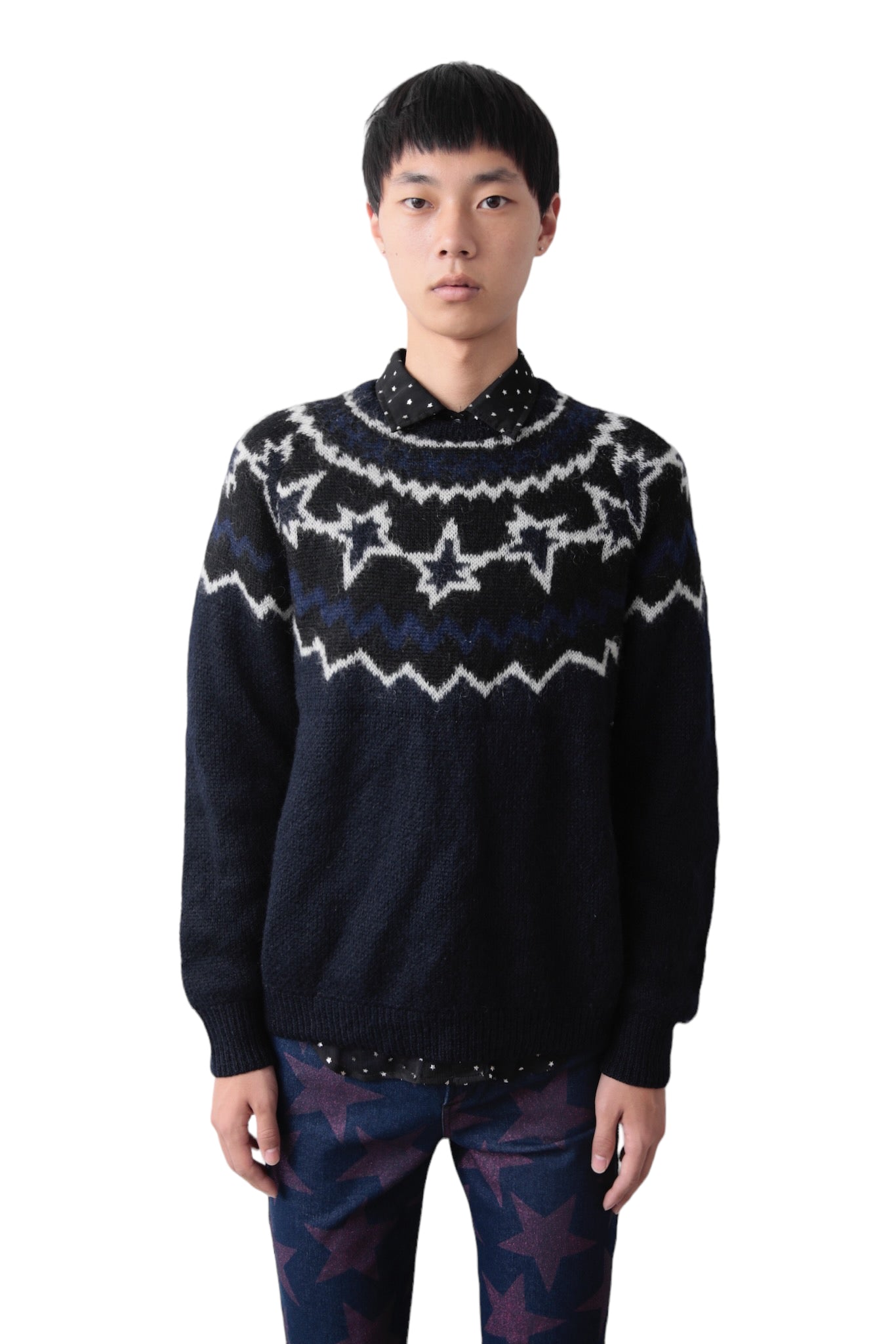 NEIL BARRETT STAR PATTERNED NORDIC SWEATER