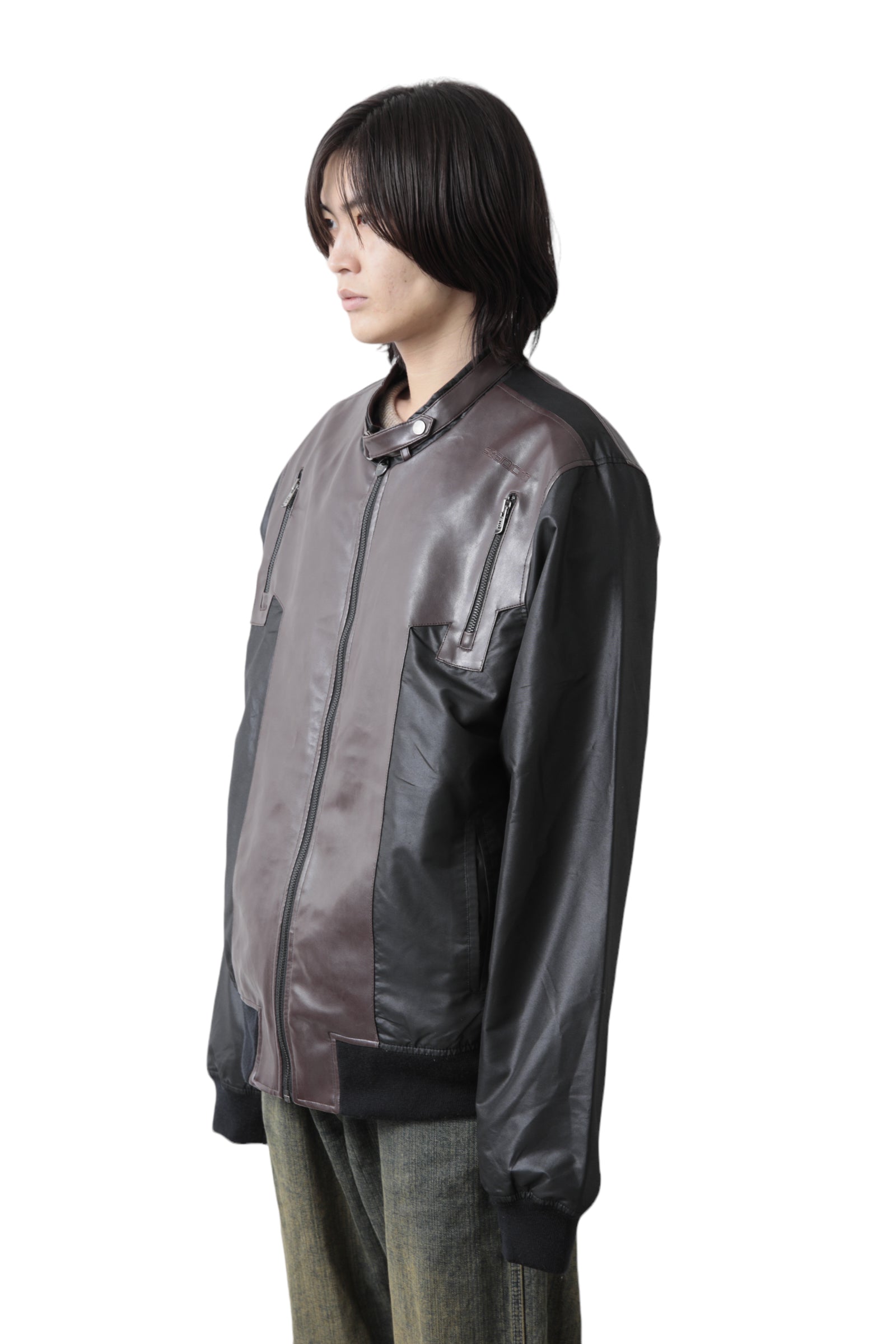 BI COLOR LOOSE LEATHER BLOUSON