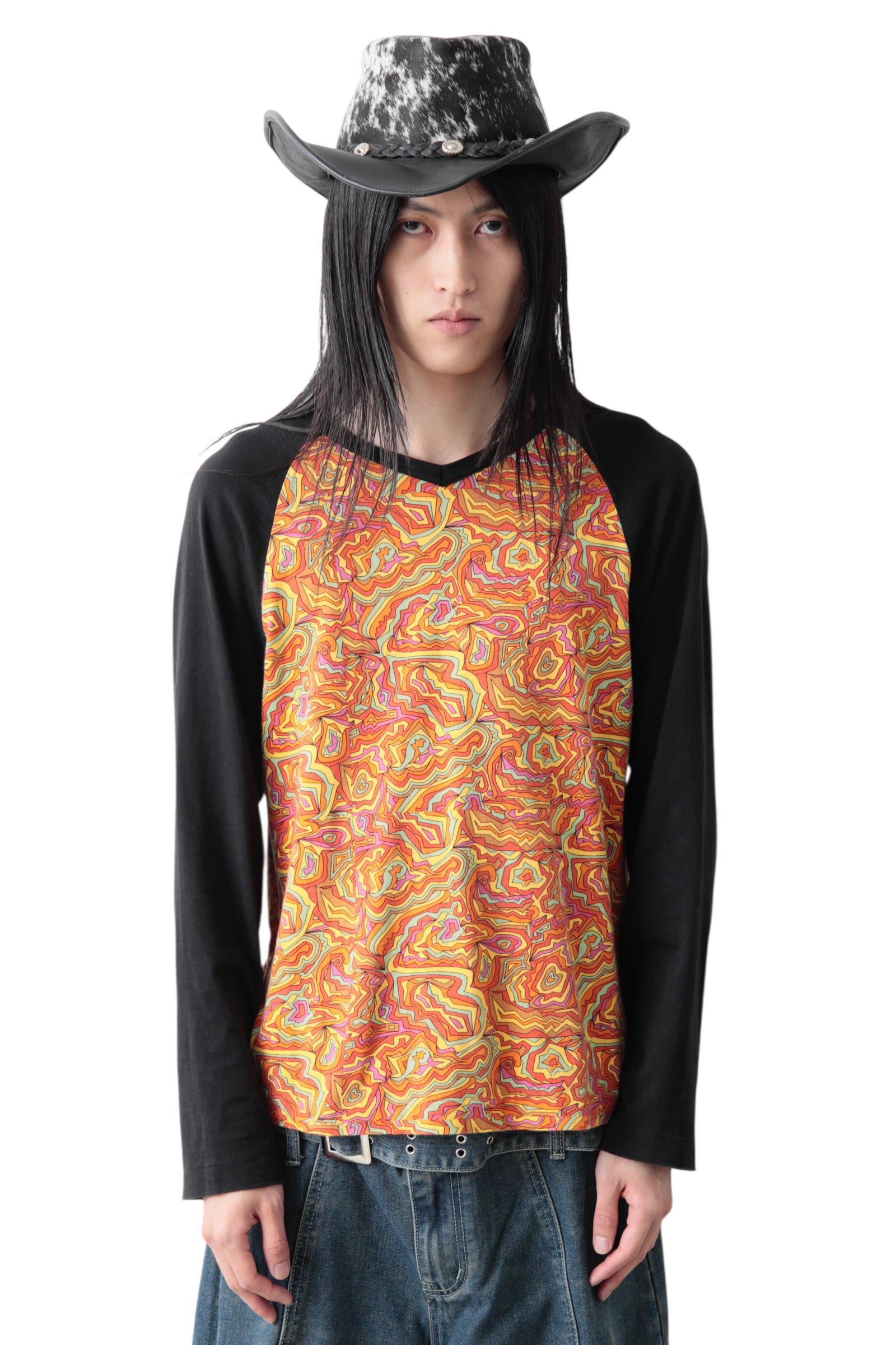 AD2001 COMME DES GARCONS HOMME PLUS ACID PATTERNED LONG SLEEVE T-SHIRT