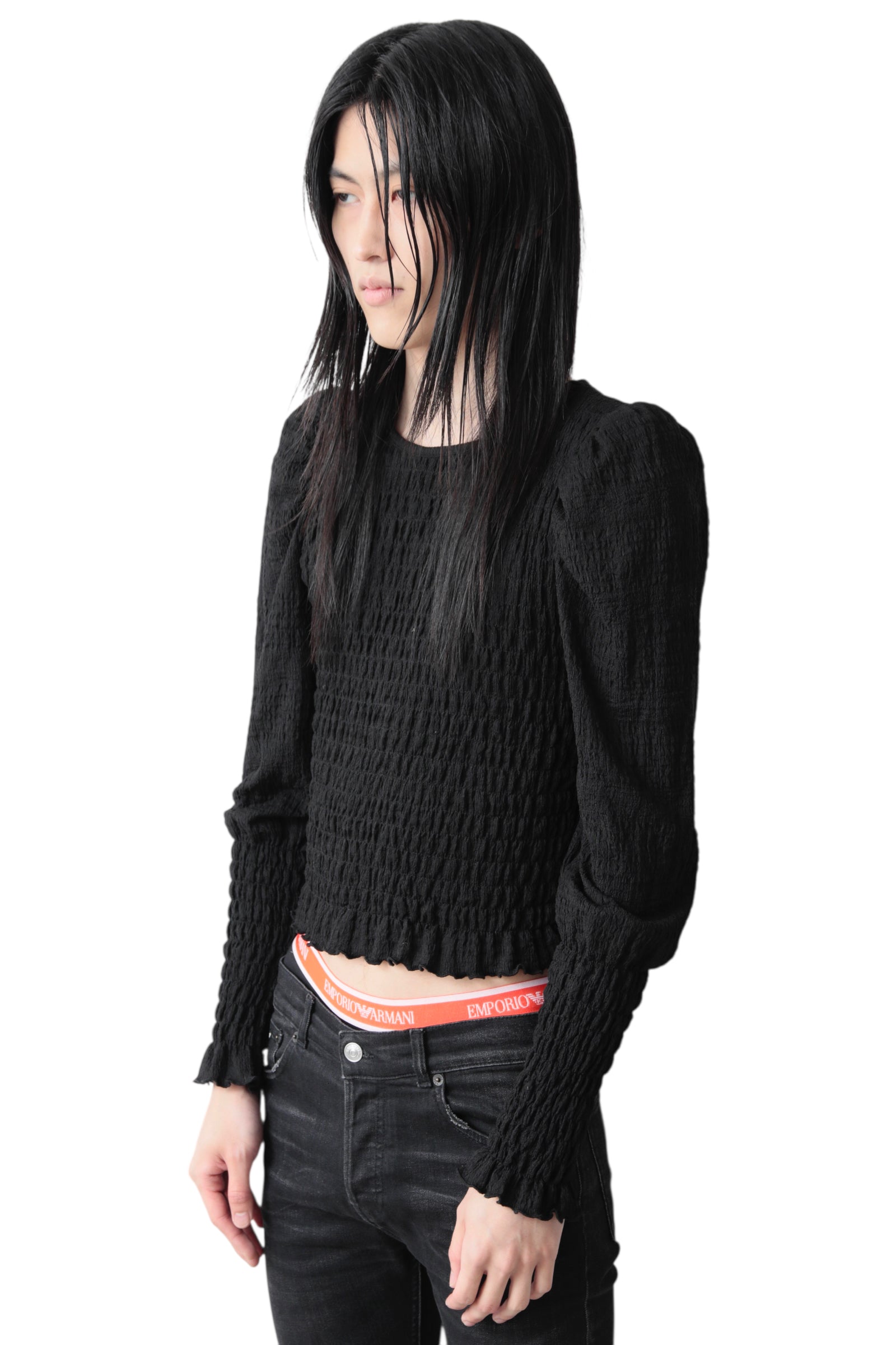 PUFF SLEEVE TEXTURE TOP