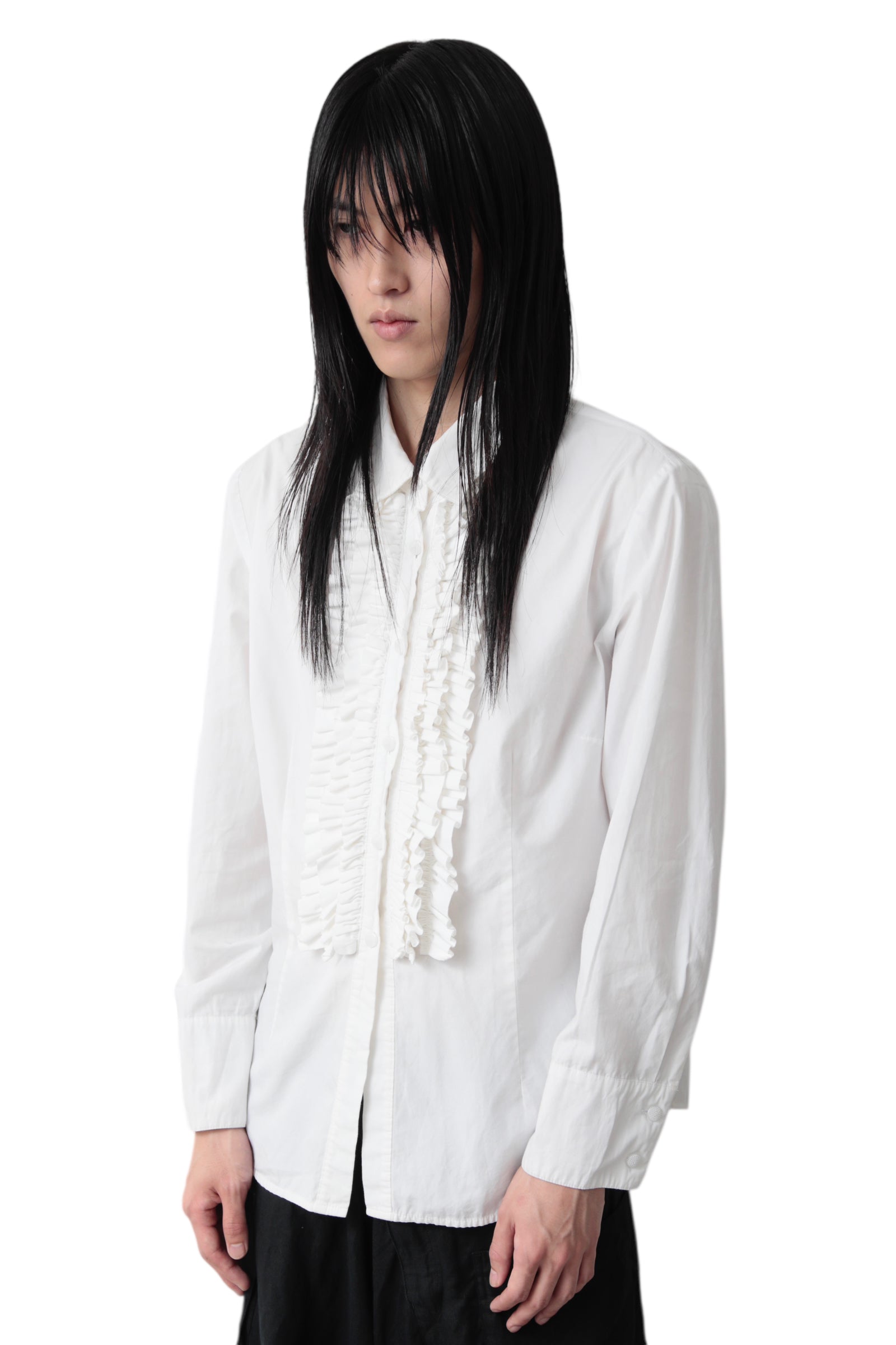 PIN TUCK FRILL SHIRT