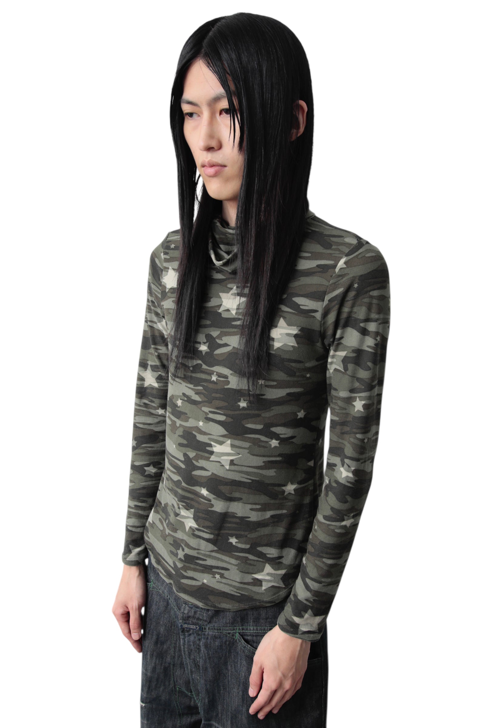 MUSK NECK STAR CAMO JERJEY TOP