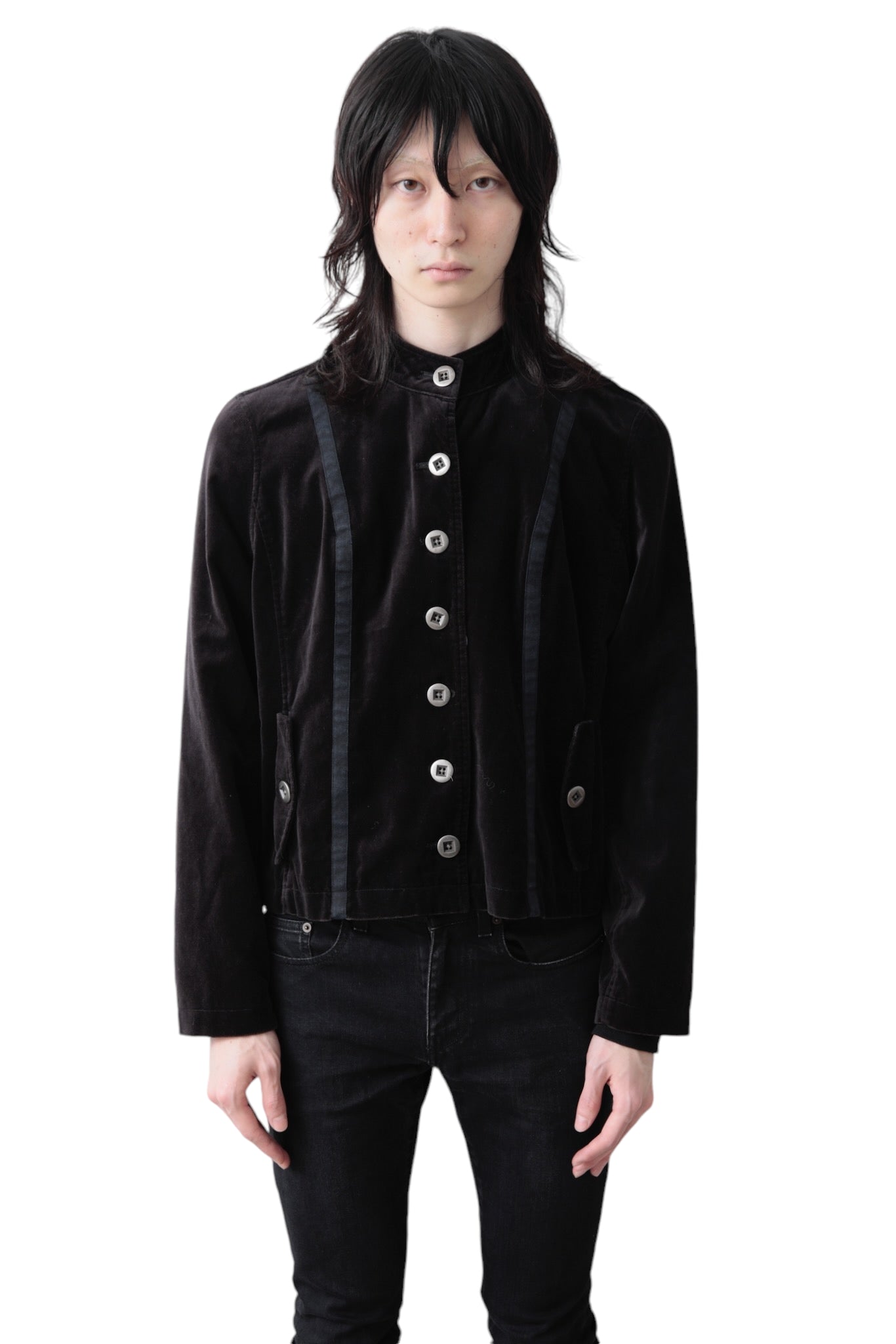 VELVET BUTTON UP BLOUSON