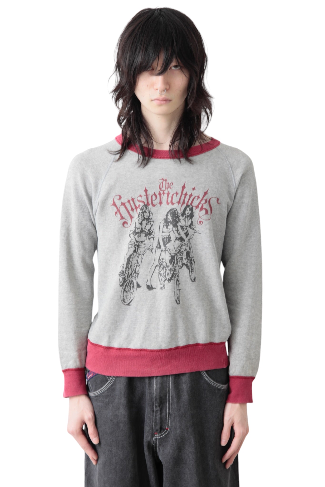 HYSTERIC GLAMOUR BI COLOR GIRLS GRAPHIC SWEAT TOP