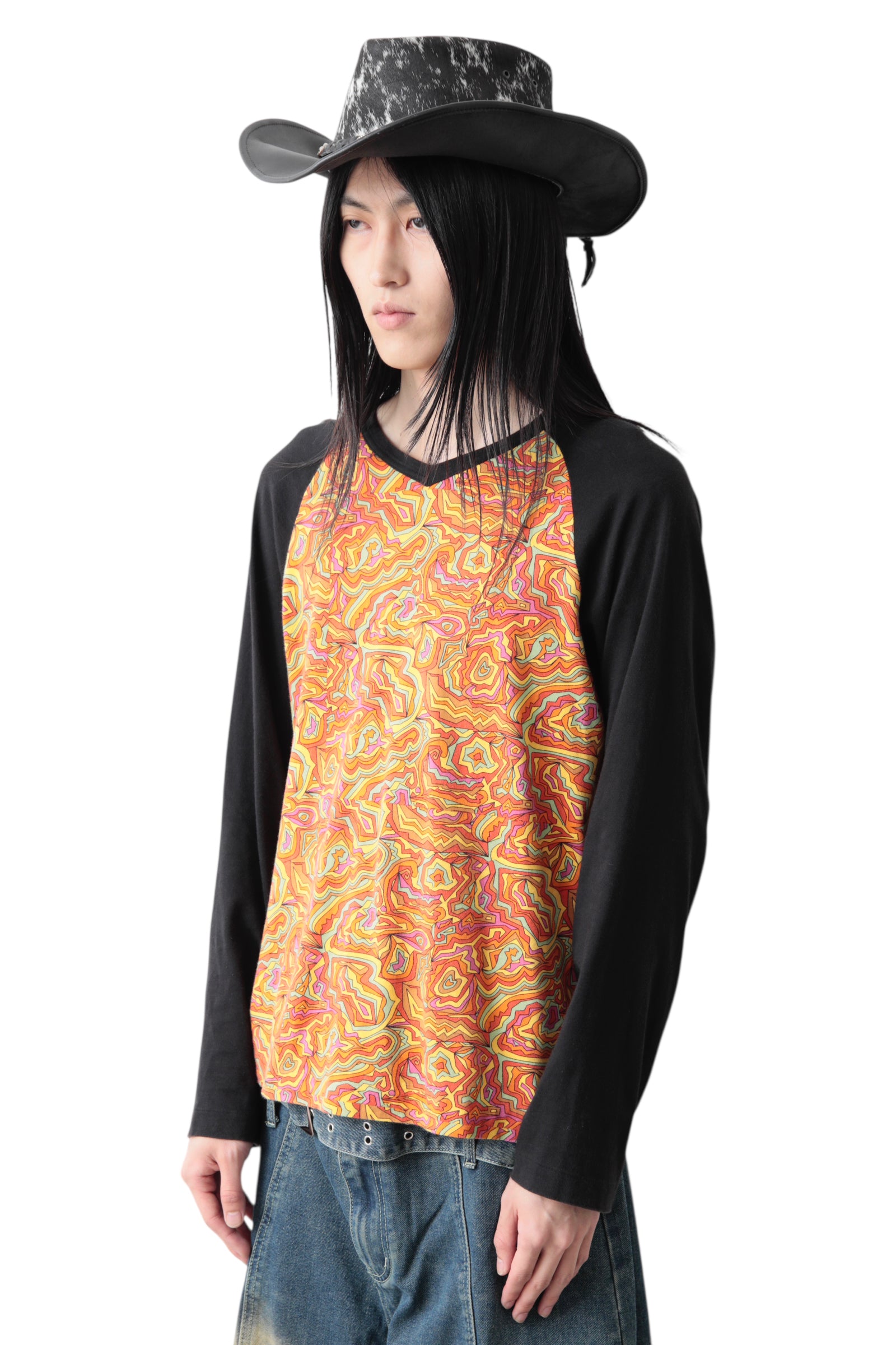 AD2001 COMME DES GARCONS HOMME PLUS ACID PATTERNED LONG SLEEVE T-SHIRT