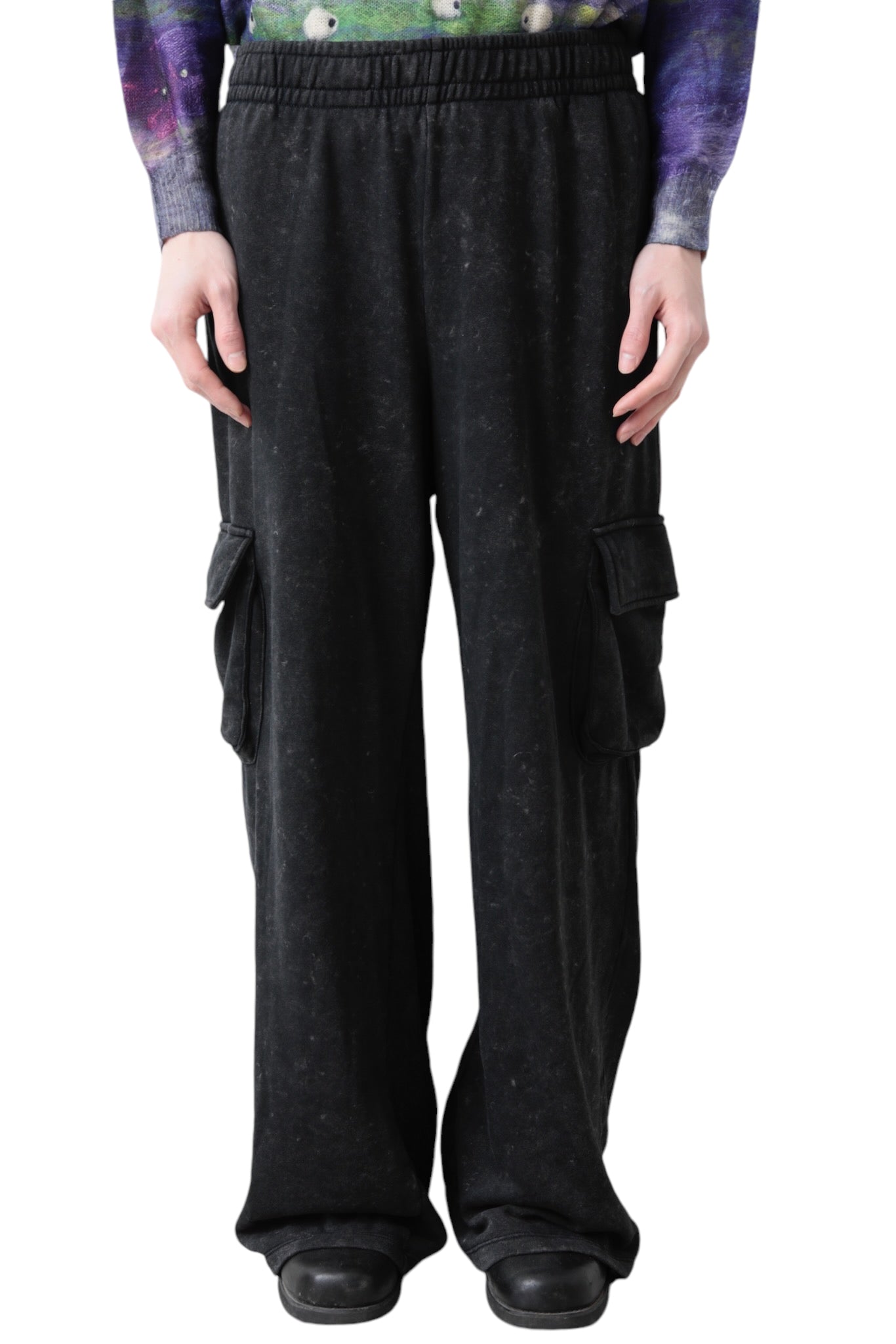 BLEACHED BAGGY SWEAT CARGO PANTS