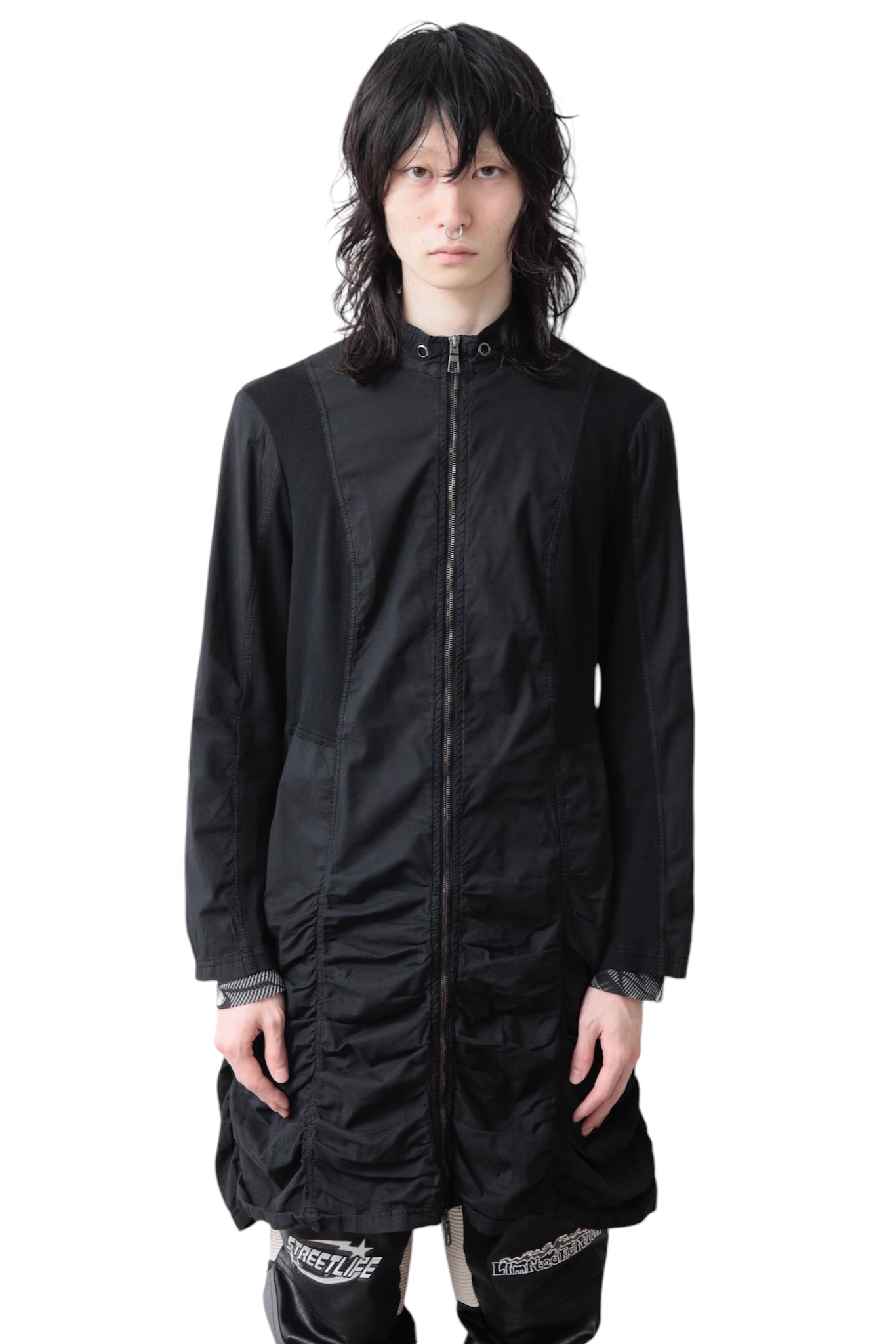 SWITCHING GATHER LONG ZIP UP BLOUSON