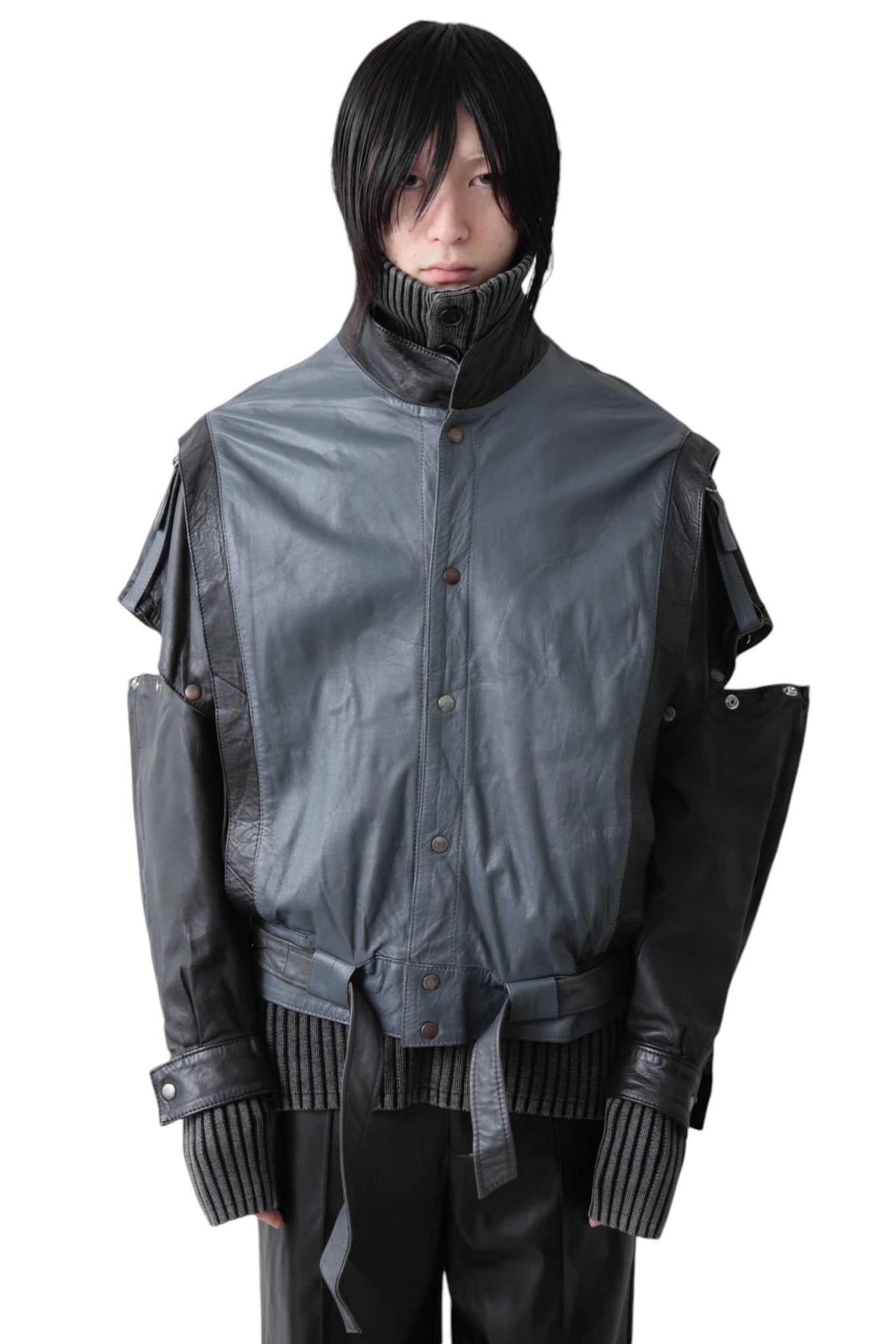 BICOLOR DETACHABLE LEATHER BLOUSON